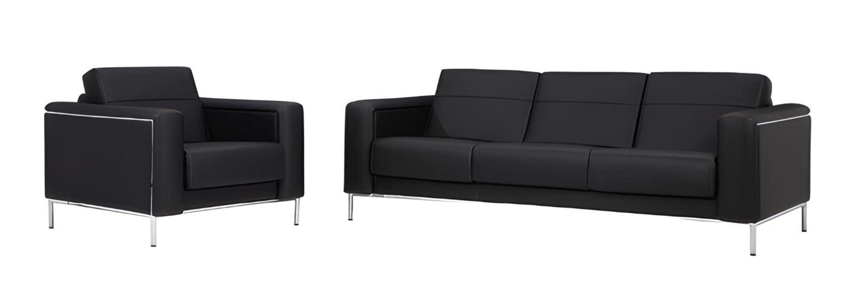 Xlmoebel Polstergarnitur Leder-Sofa mit modernem Design für stilvolle Büros, (3-Sitzer Sofa + Sessel), Hergestellt in Europa