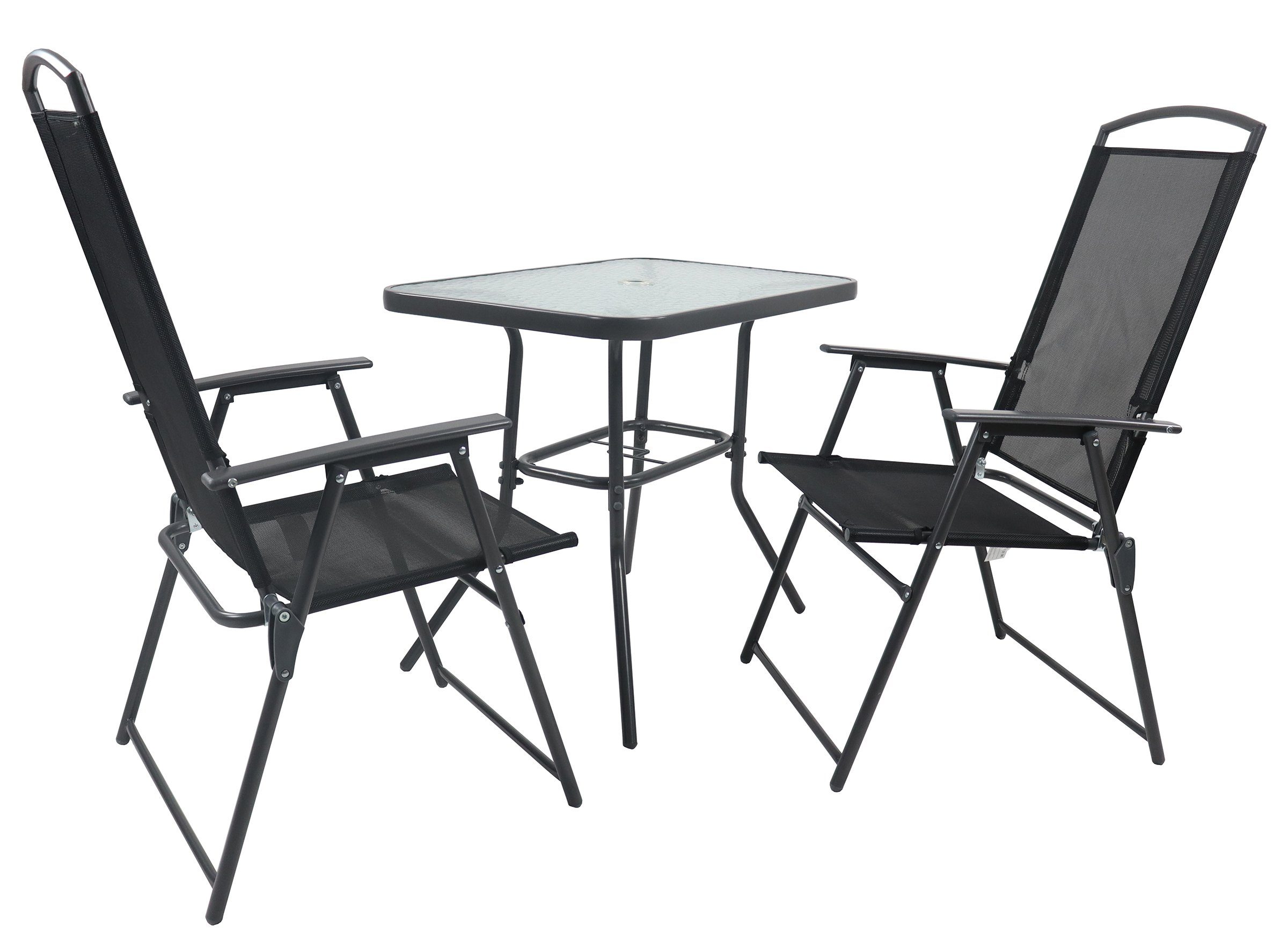 VCM Garten-Essgruppe 3-tlg Sitzgruppe Gartenmöbel Tisch Stühle Set 80