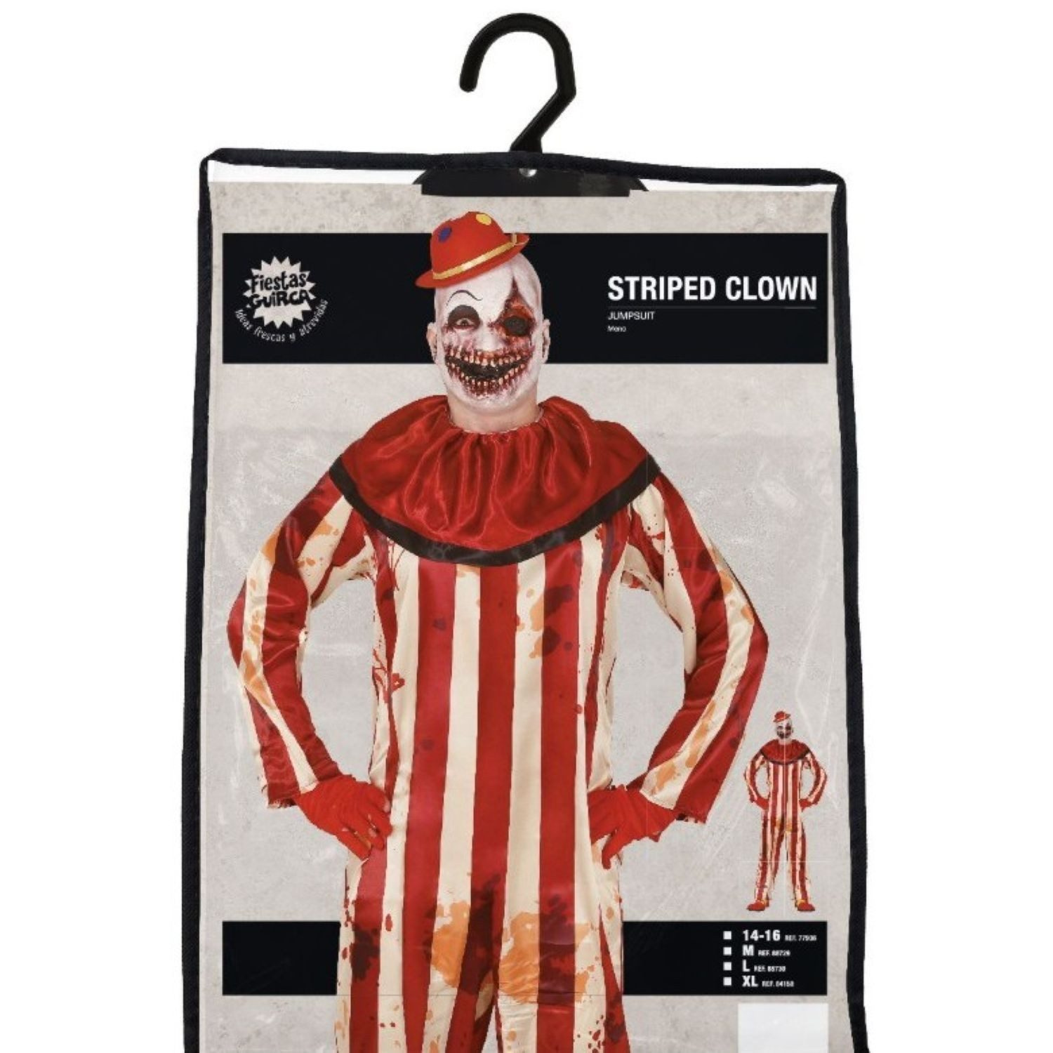 Fiestas Guirca Clown-Kostüm Kostüm 'Gestreifter Horror Clown' für Herren, Ein