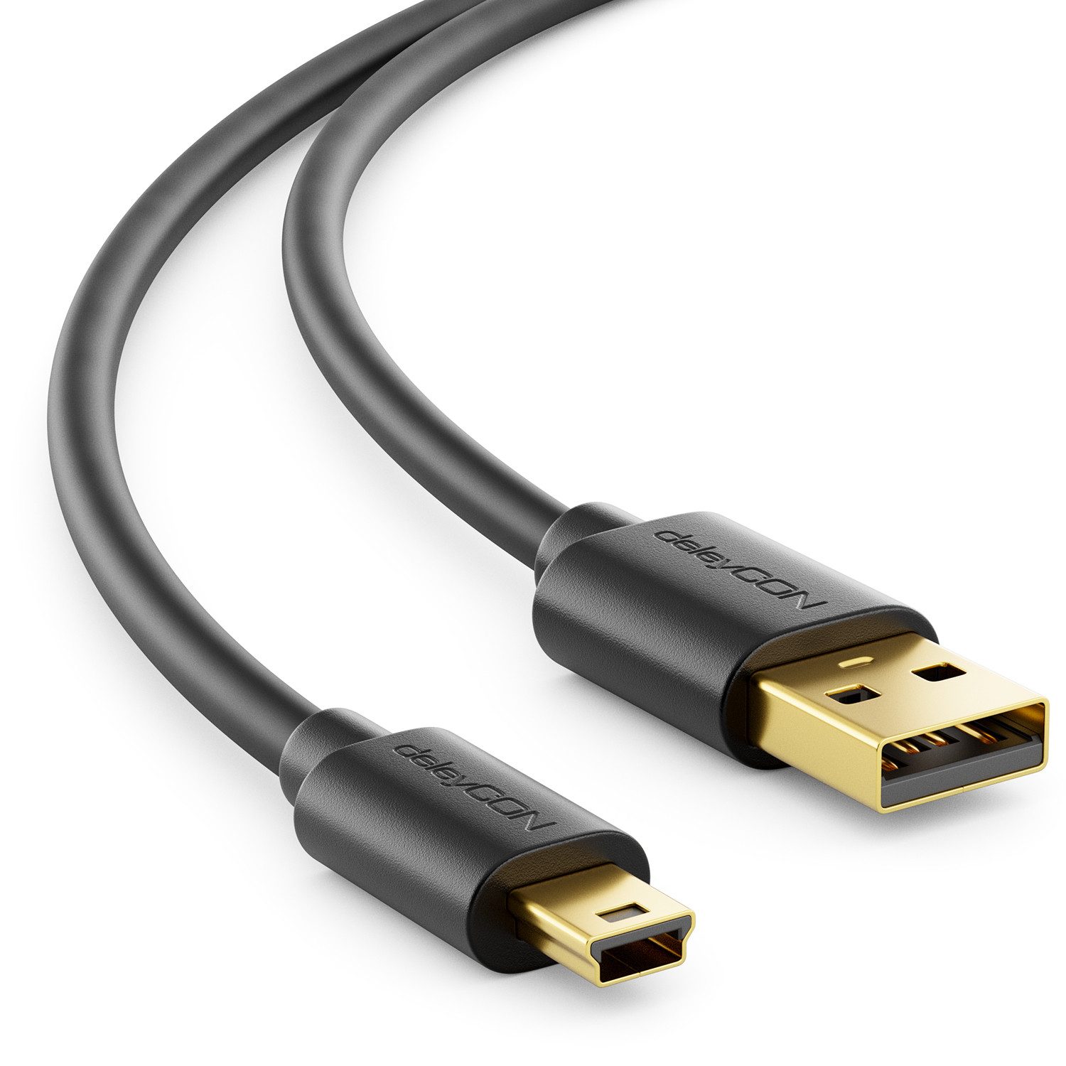 deleyCON deleyCON 5m Mini USB 2.0 Datenkabel - USB A-Stecker zu Mini B-Stecker USB-Kabel
