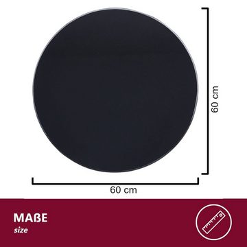 HOOZ Tischplatte Glasplatte Ø60x0,6 cm mit Facettenschliff - Marmoroptik schwarz, rund