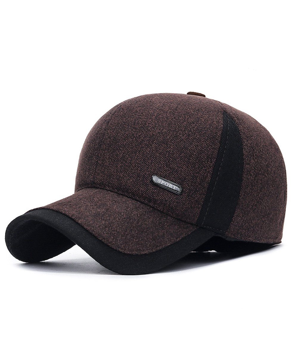 Coonoor Baseball Cap Winter Baseballcap mit Ohrenklappen Herren Schirmmütze Kaffee