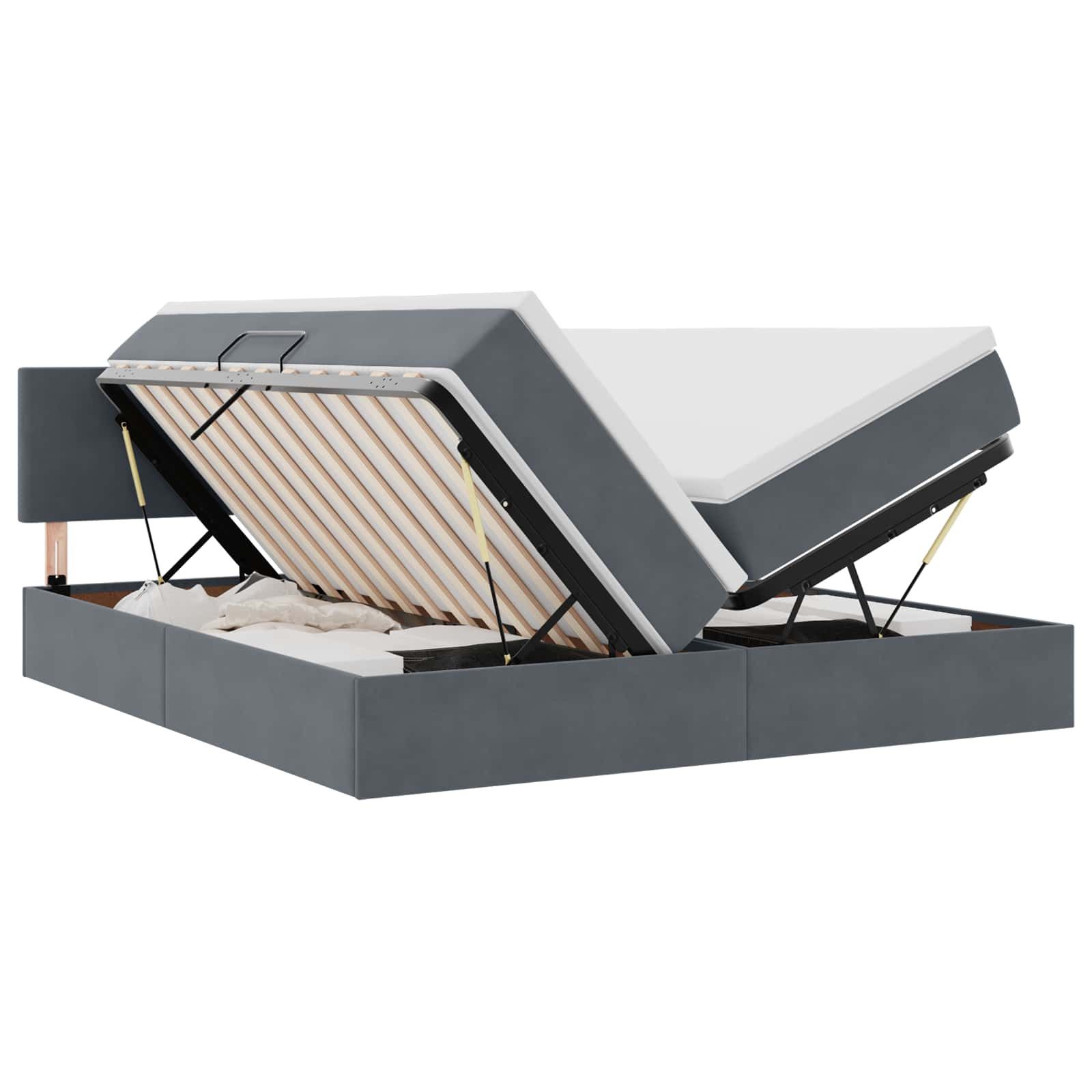 Bett Aufbewahrungsbett mit Matratze Dunkelgrau 100 x 200 cm