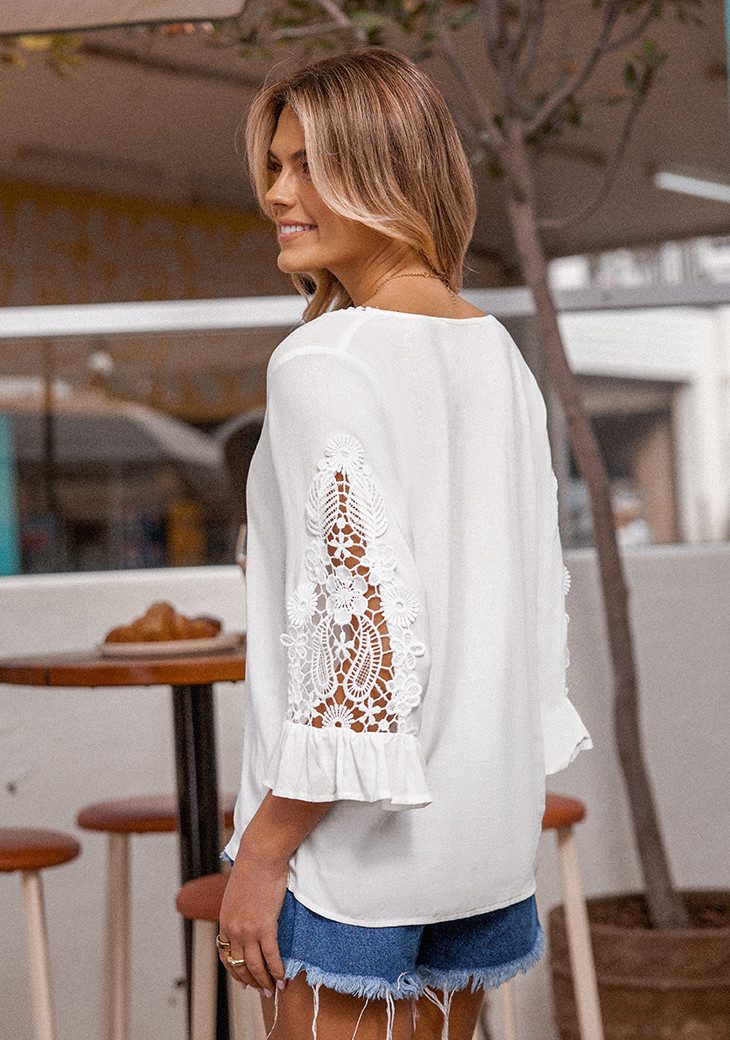 Cupshe Blusentop Sexy ausgestelltes Top mit Rüschenärmeln