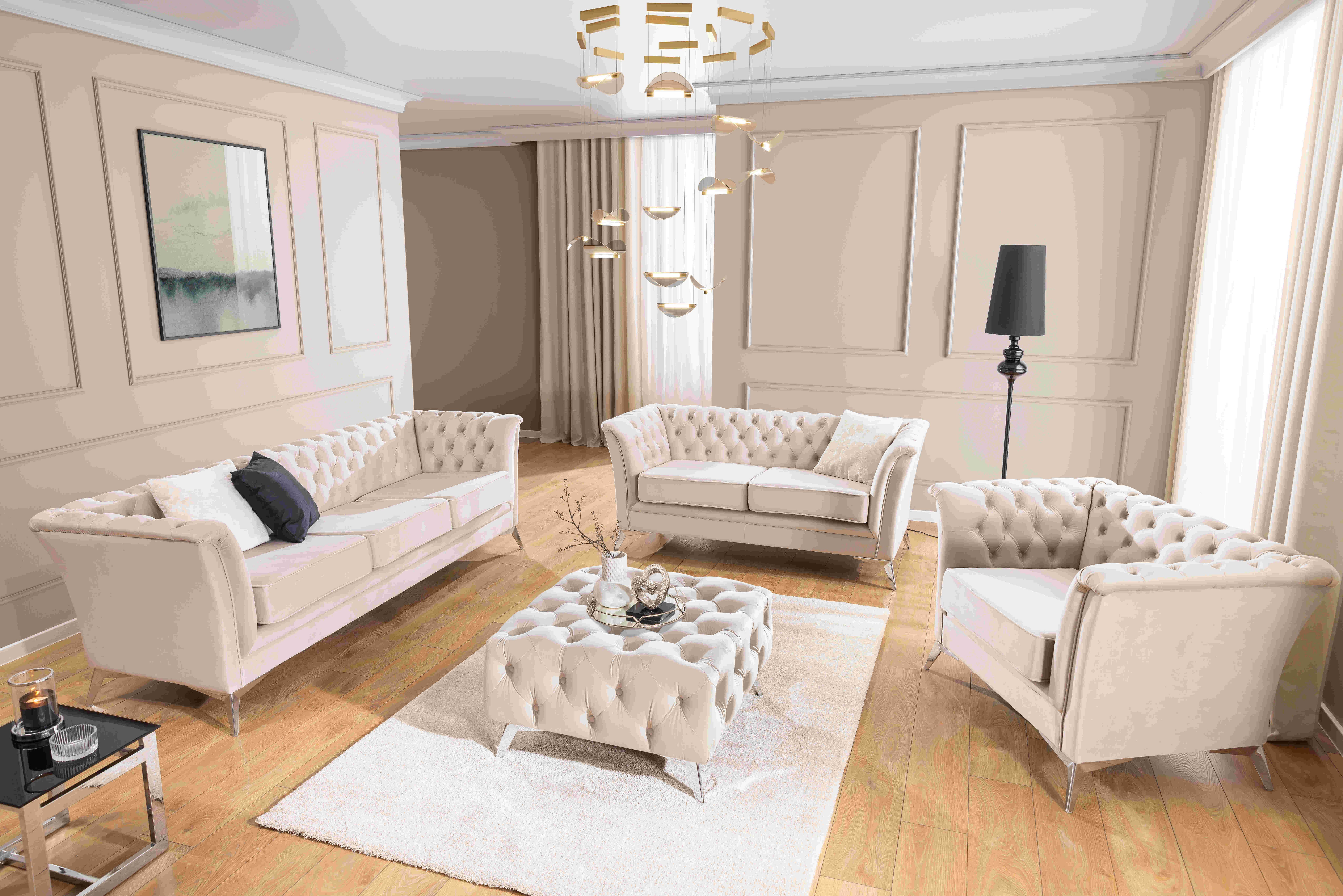 S-Style Möbel Polstergarnitur 3+2+1 Whitby, aus Samt mit goldenen, silberne günstig online kaufen