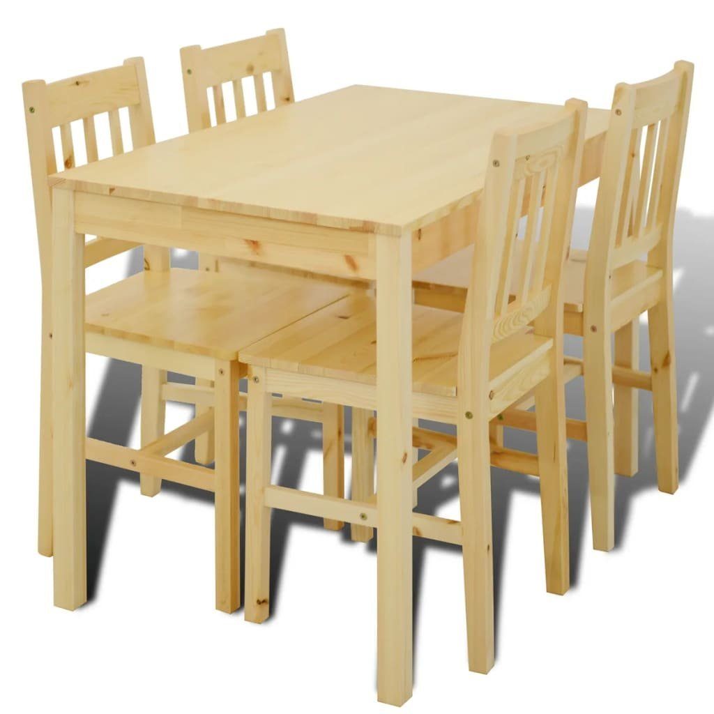 DOTMALL Sitzgruppe Esszimmerset (5-tlg., 1 Tisch, 4 Stühle),aus Kiefernholz, Stabile