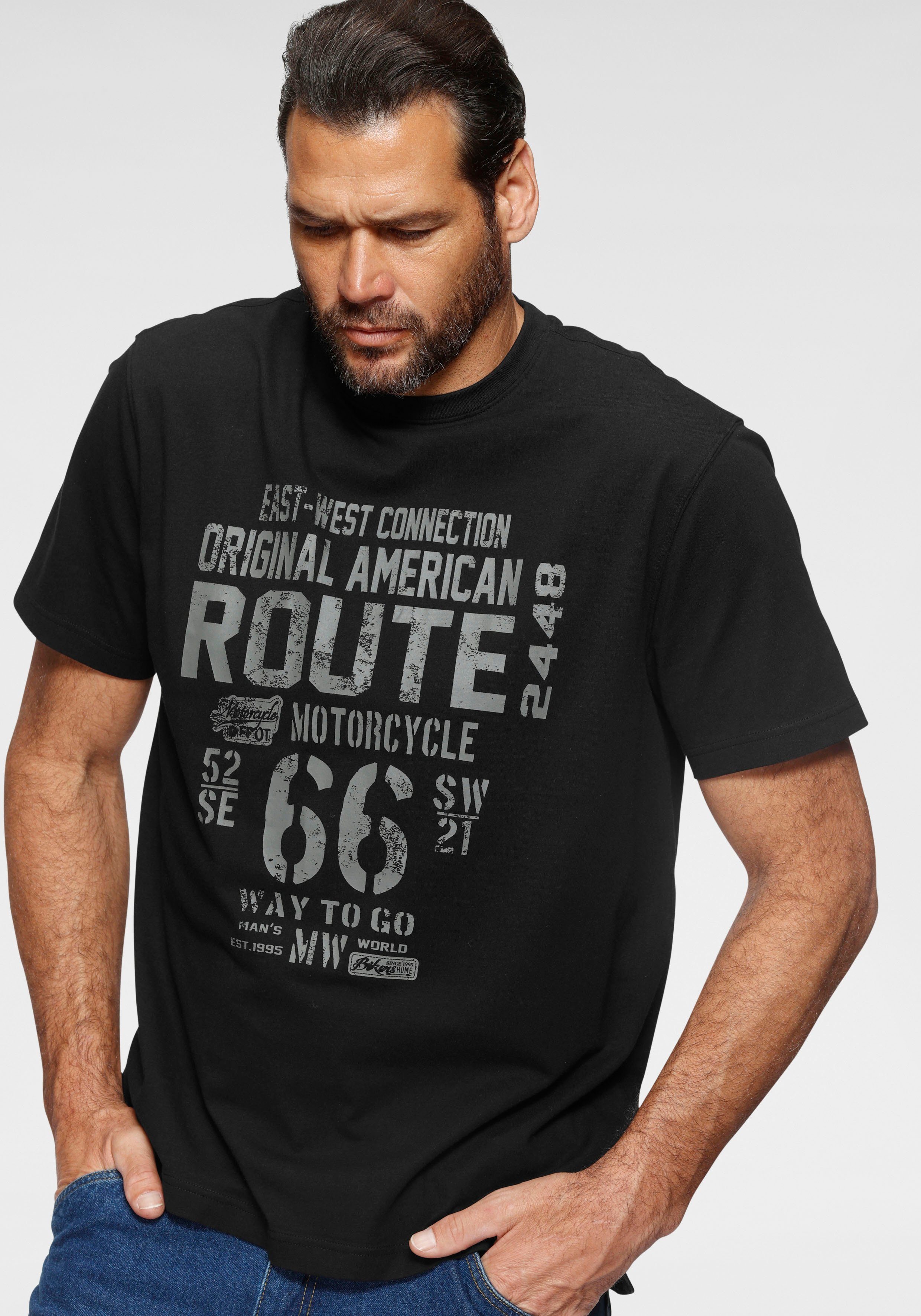 Man's World T-Shirt Großer Print schwarz