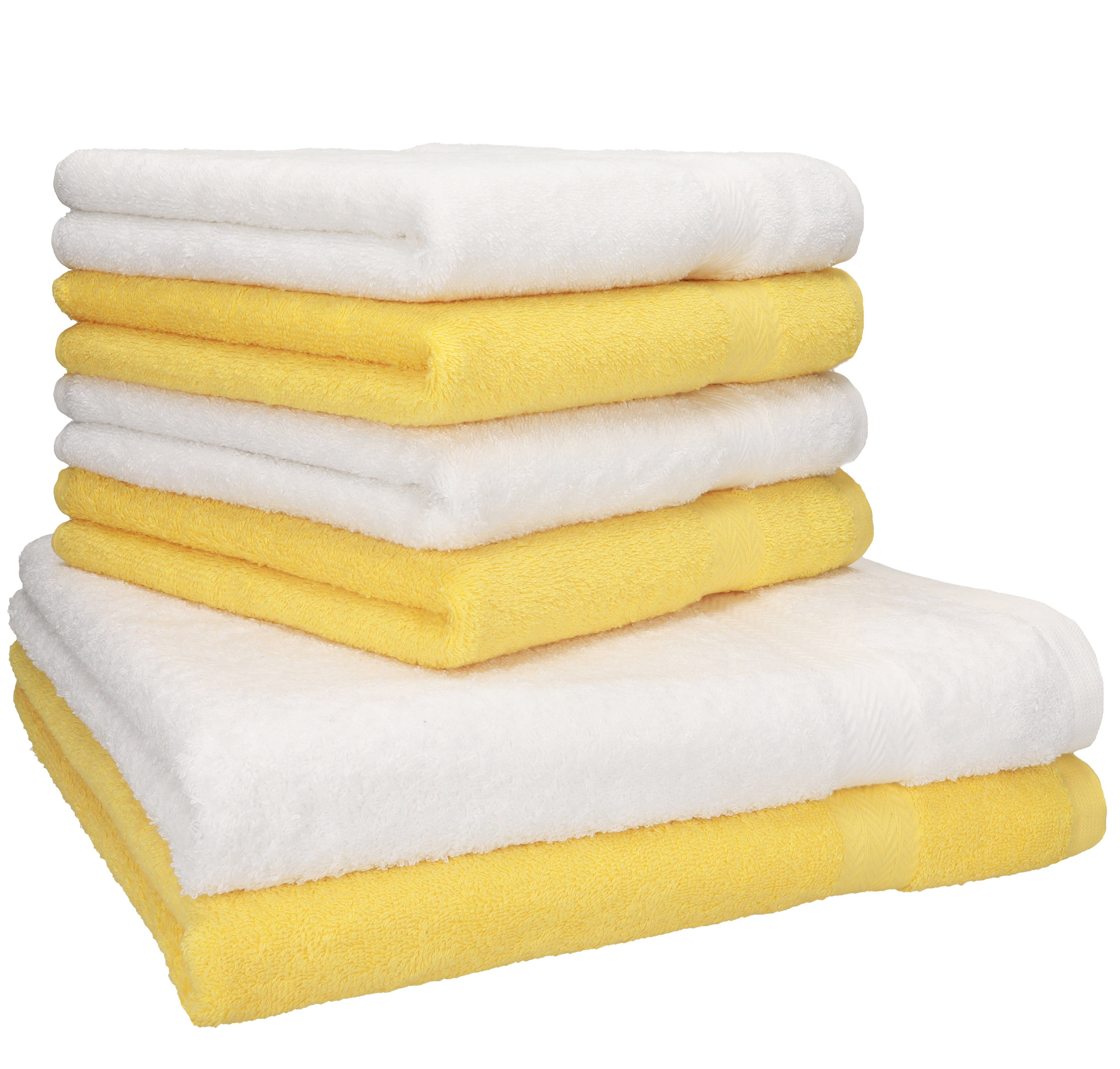 6-tlg. Baumwolle, Handtuch 6-tlg), Set und 100% Baumwolle 100% weiß, gelb (Set, PREMIUM Betz Handtuch-Set