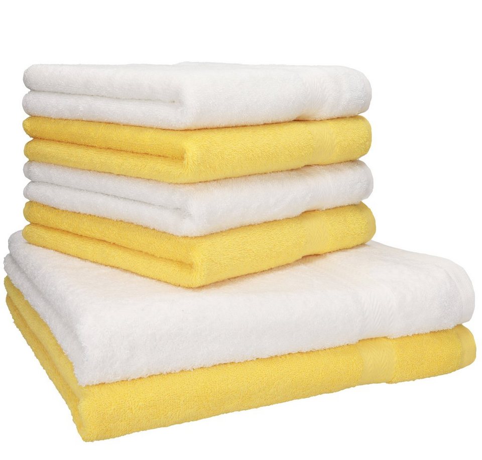 Betz Handtuch Set 6-tlg. Handtuch-Set PREMIUM gelb und weiß, 100%  Baumwolle, (Set, 6-tlg), 100% Baumwolle