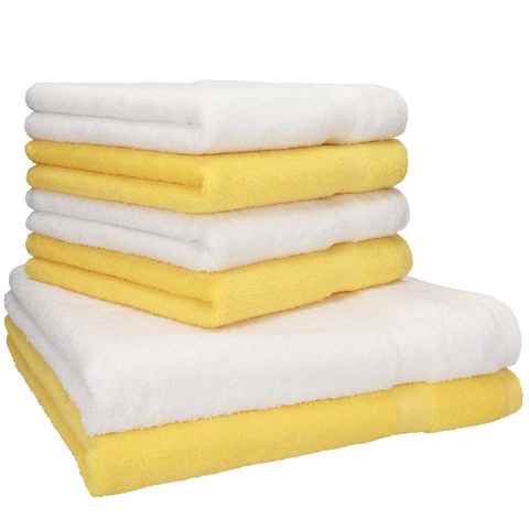 Betz Handtuch Set 6-tlg. Handtuch-Set PREMIUM gelb und weiß, 100% Baumwolle, (Set, 6-tlg), 100% Baumwolle
