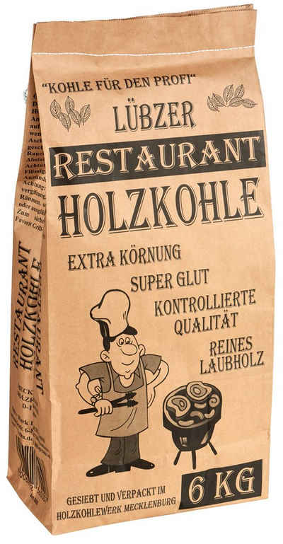favorit Elektro-Grillanzünder Lübzer Restaurant Holzkohle Grillkohle in Premium Qualtiät aus Laubholz 6kg 6000