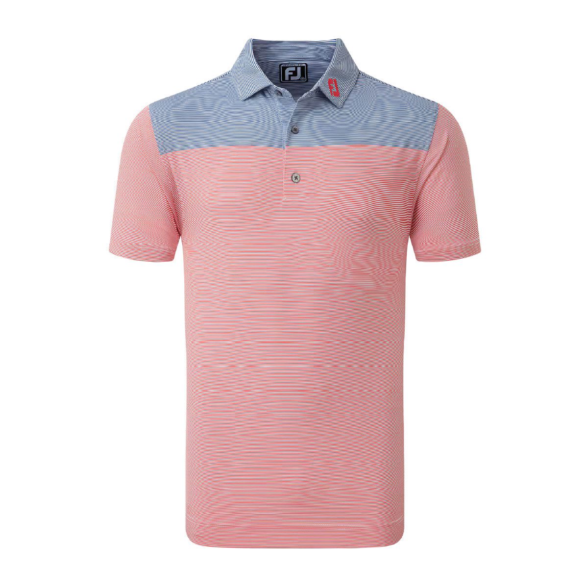 FOOTJOY Poloshirt FootJoy Golfpolo Ministreifen Lisle Rot/Blau Herren EU XL