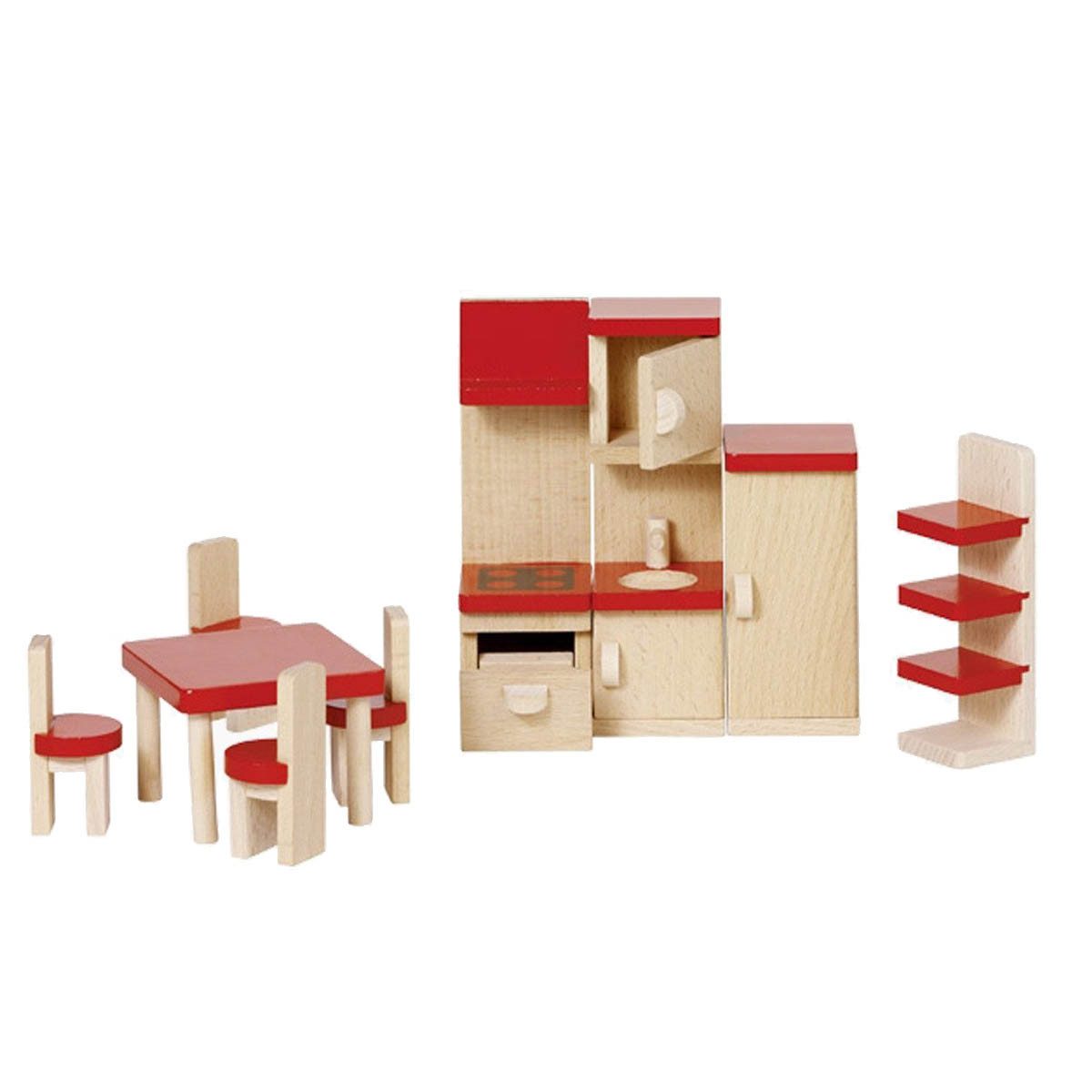 goki Puppenhausmöbel Puppenmöbel Küche, goki basic. (packung, 24tlg., spar set), umfangreiche 24-teilige Set