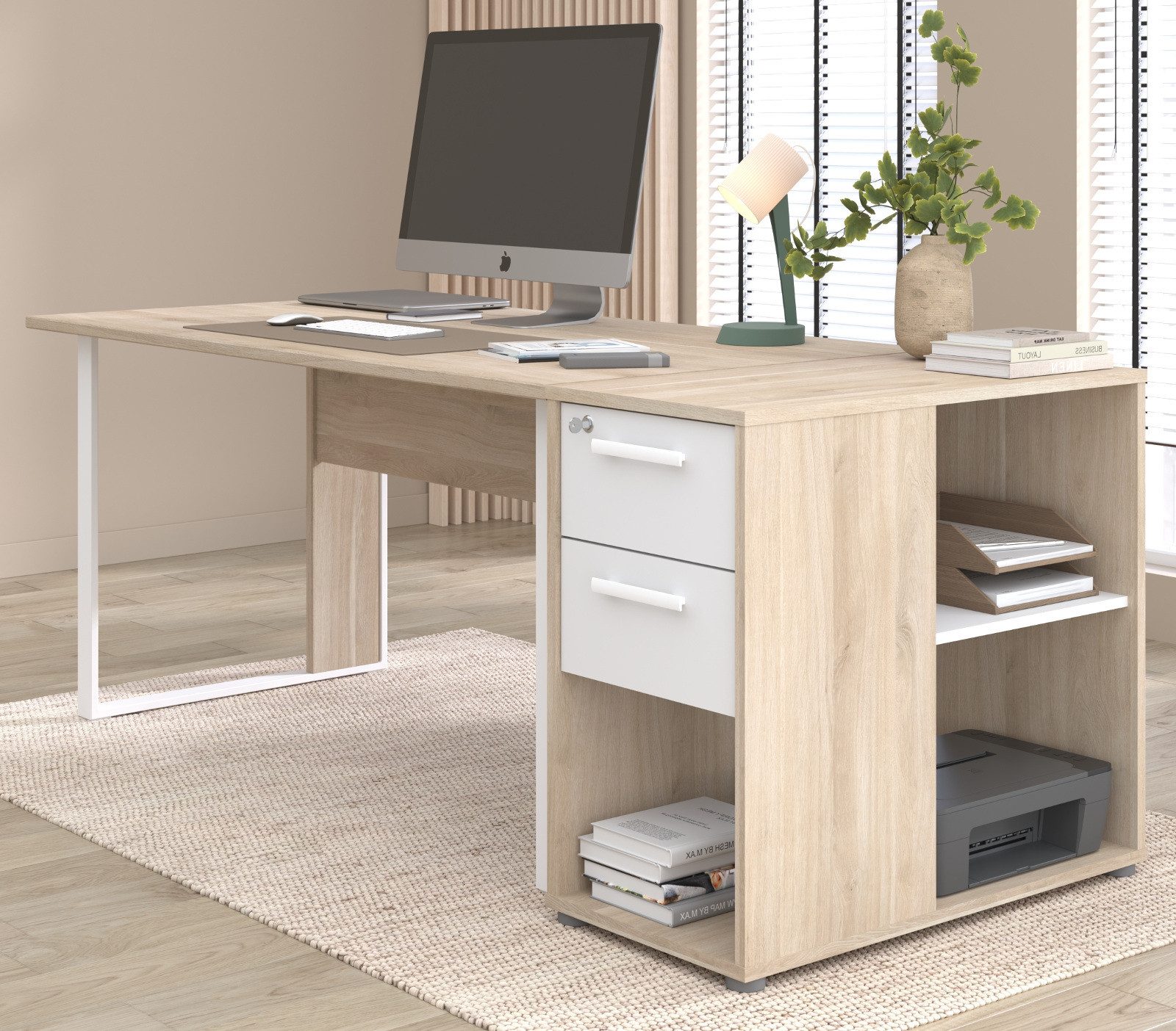 Parisot Schreibtisch Remote (Set inklusive Container, 2-St., 189 x 80 cm), bis 65 Kg belastbar