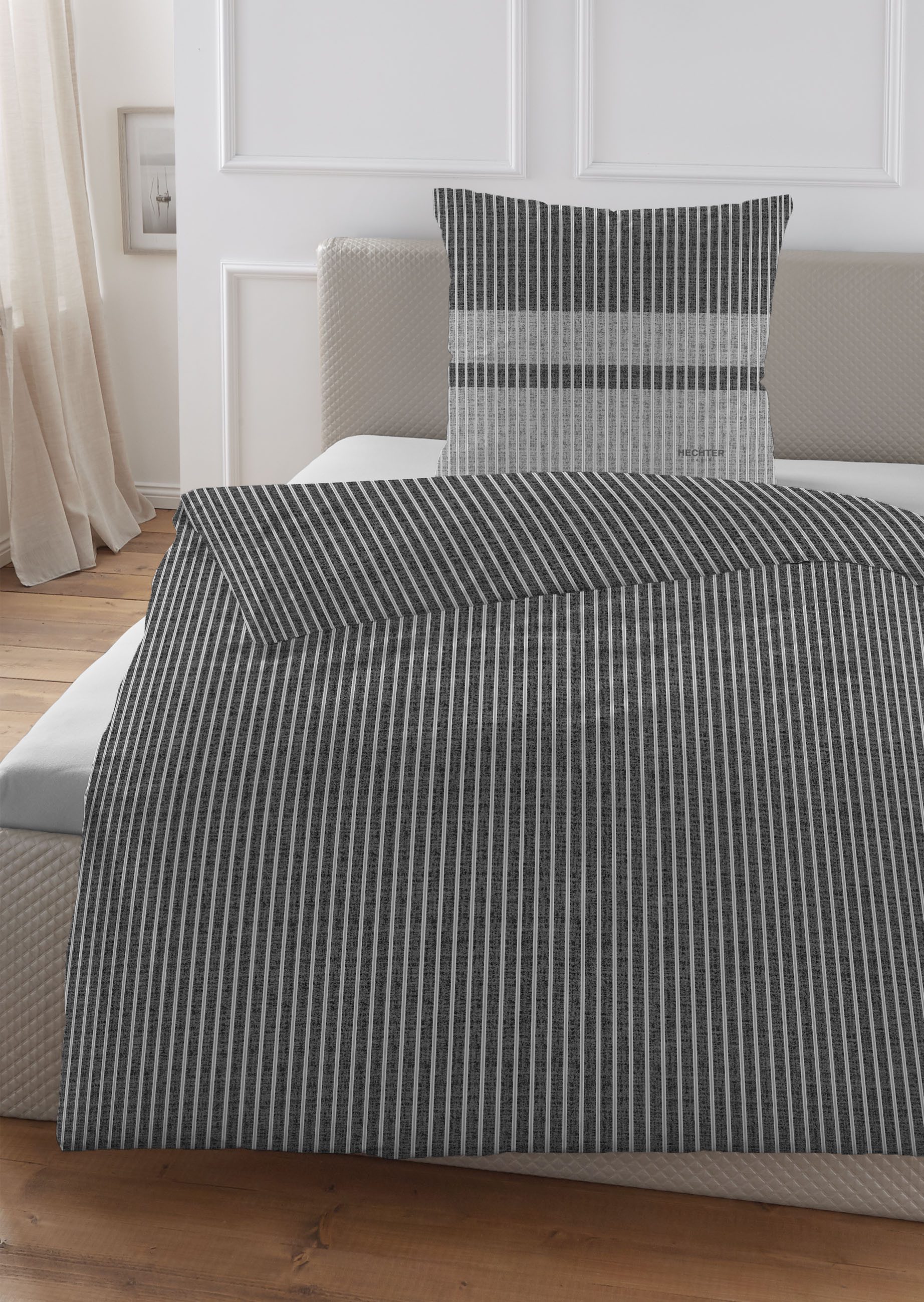 HECHTER PARIS Wendebettwäsche 0041306, Renforcé, 2 teilig, hautsympathisch, 100% Baumwolle, Reißverschluss, ganzjährig, LOGO