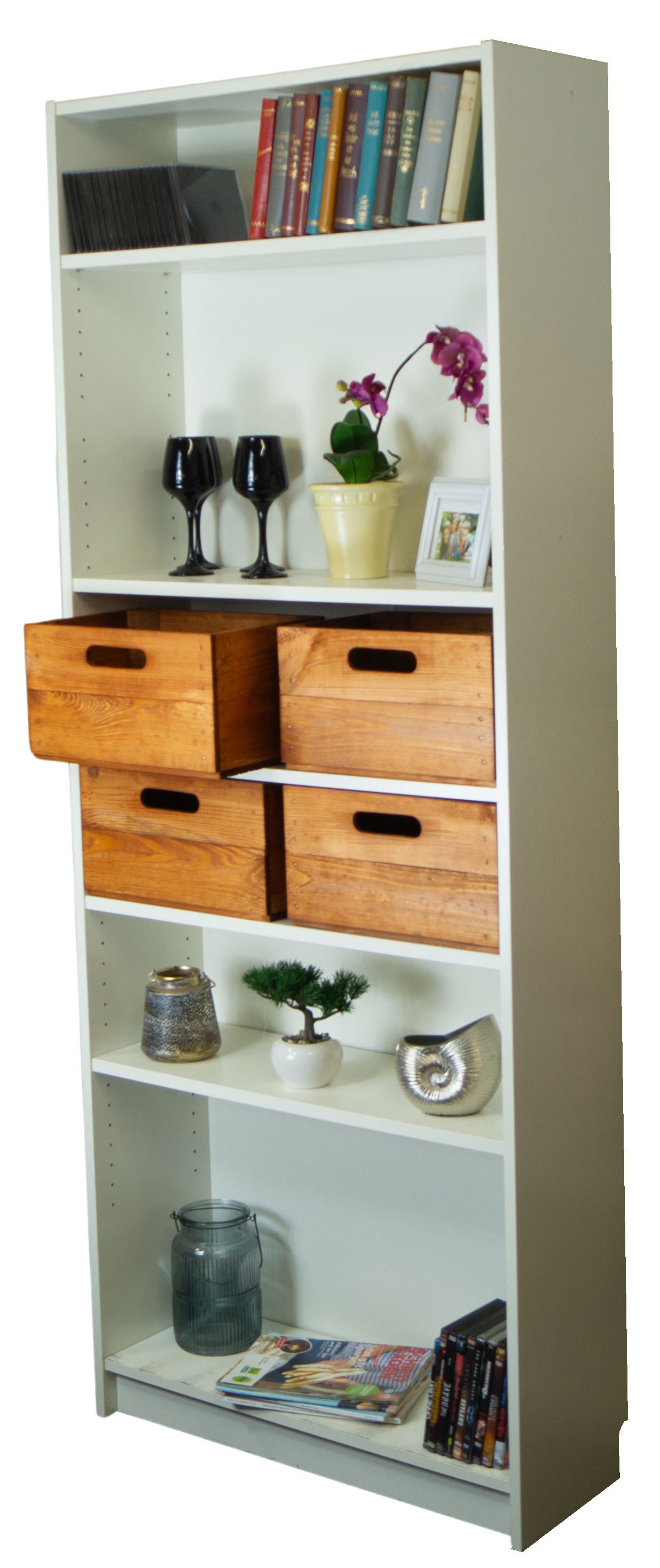 Kistenkolli Altes Land Allzweckkiste 6er Set Holzkiste in ocker kleine Einschubkiste Schublade passend für (Spar-Set)