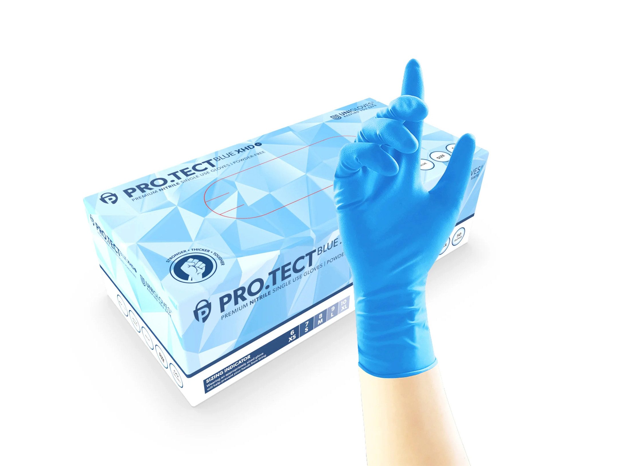 Unigloves® Nitril-Handschuhe PRO.TECT Blue XHD+ (Packung, 50-St) Gr. XL