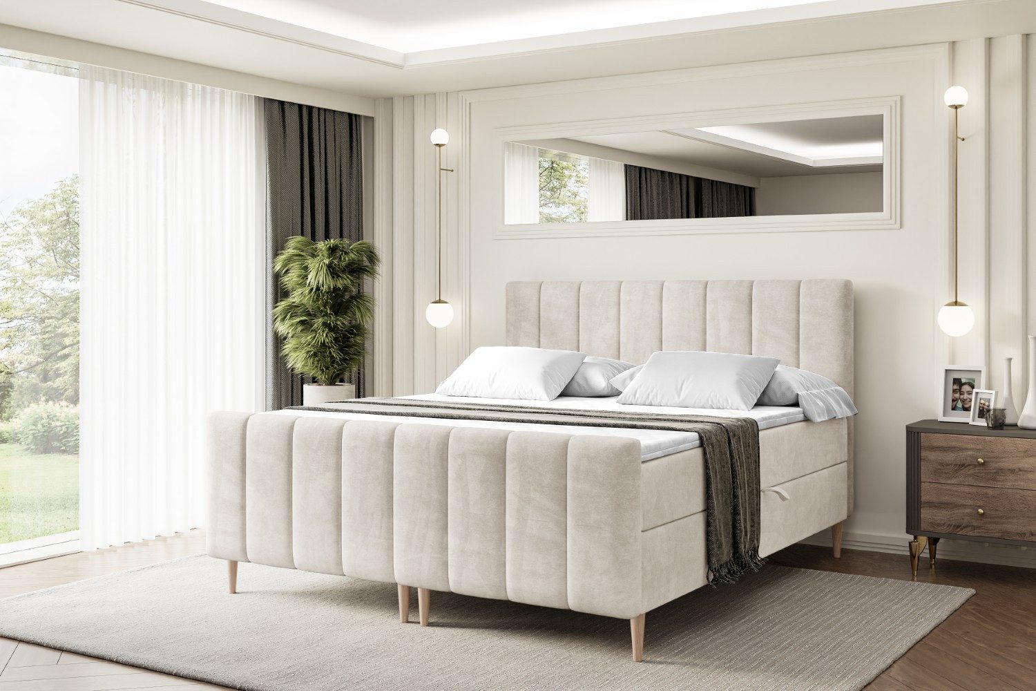 ALTDECOR Boxbett OTTA-F-Z (Multipocket-Matratze H4, H3 Matratze Bonellfederung, Topper, Kopfteil)