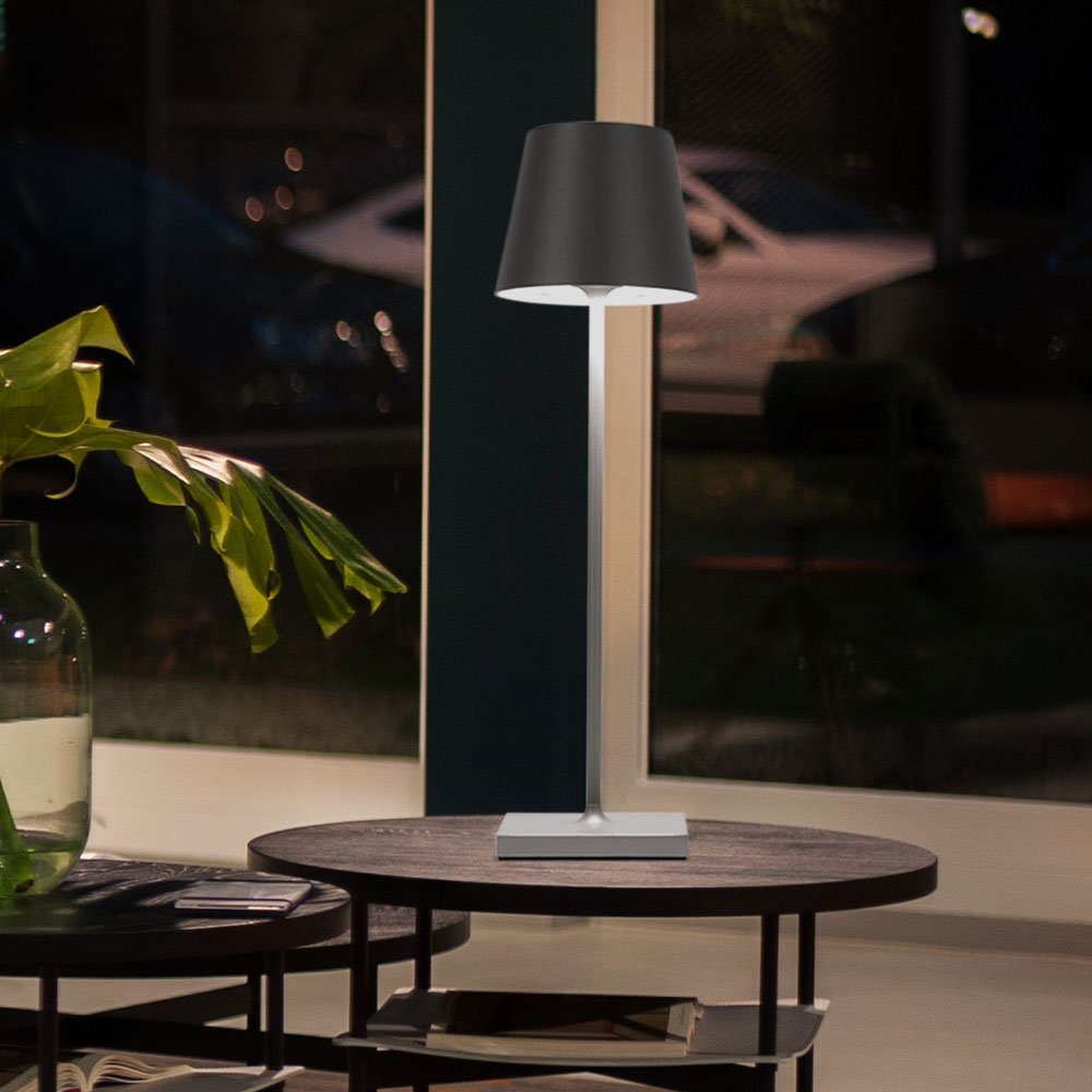 SIGOR Außen-Tischleuchte, LED-Leuchtmittel fest verbaut, Warmweiß, Außenleuchte Tischleuchte graphitgrau LED