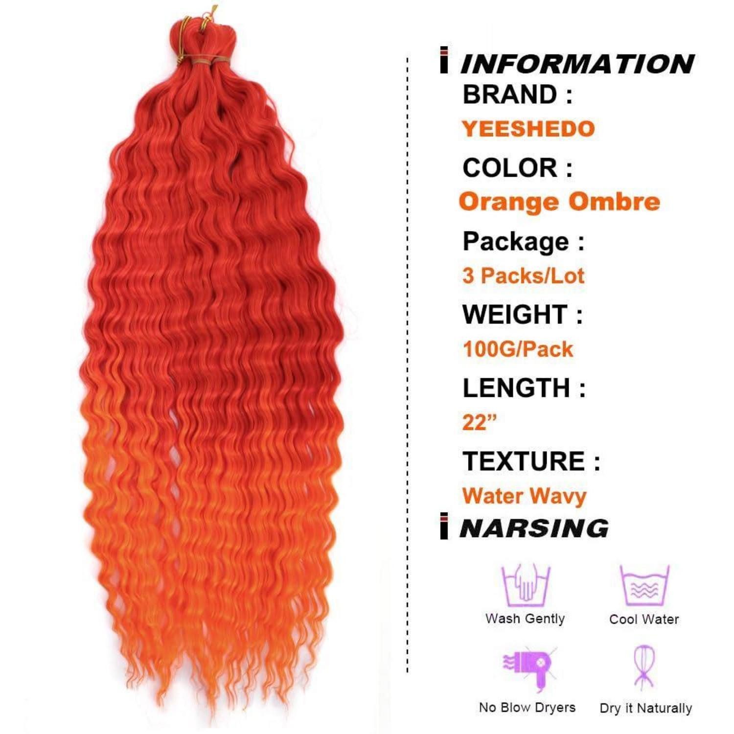 LuxusKollektion Kunsthaar-Extension Häkelzöpfe Twist Locken Welle 22Zoll Kupferrot Orange Ombre