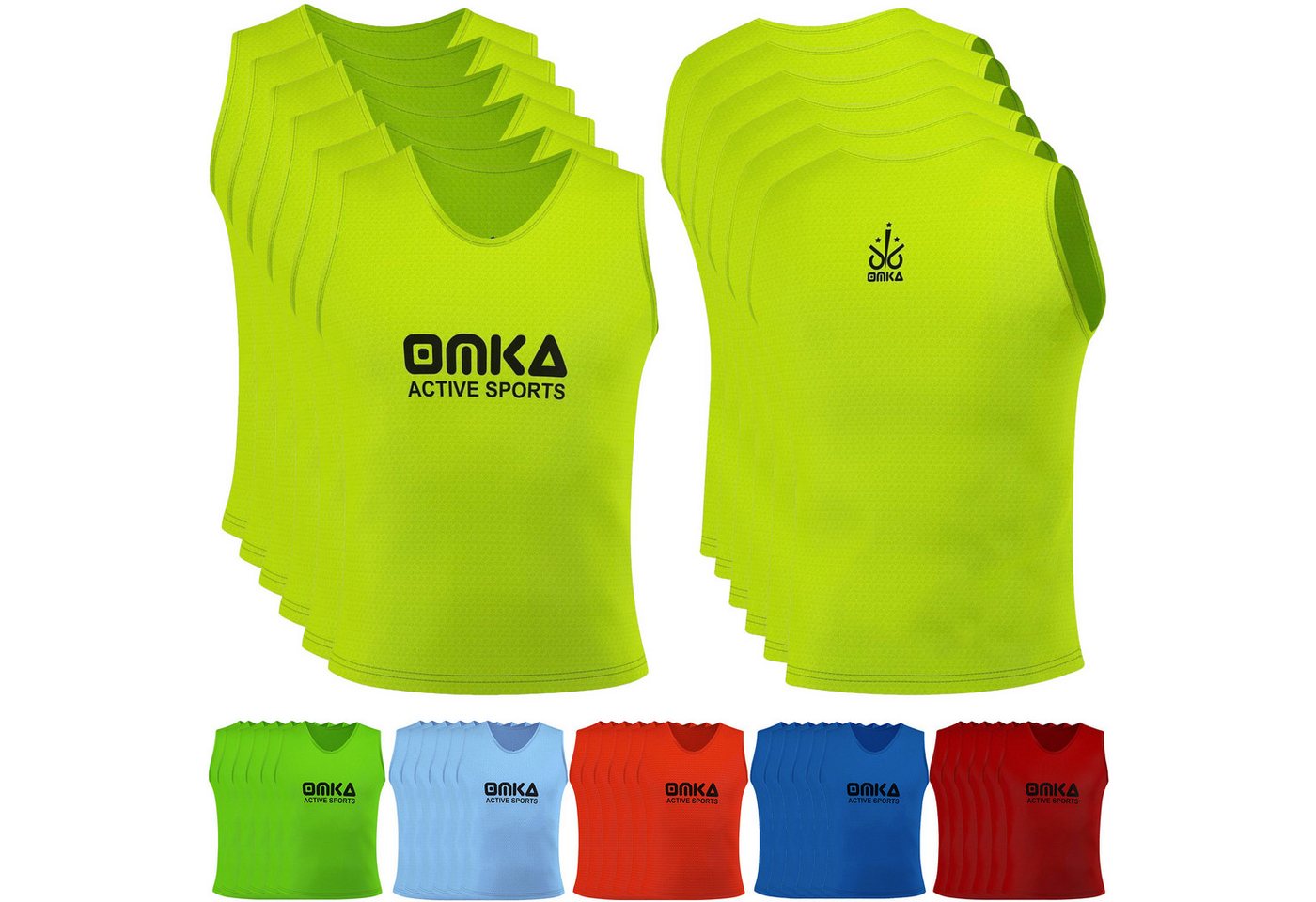 OMKA Trainingsleibchen OKLB01 6er Pack (Spar-Set, 6er-Pack) 6er Set OMKA Fußball Leibchen Trainingsleibchen