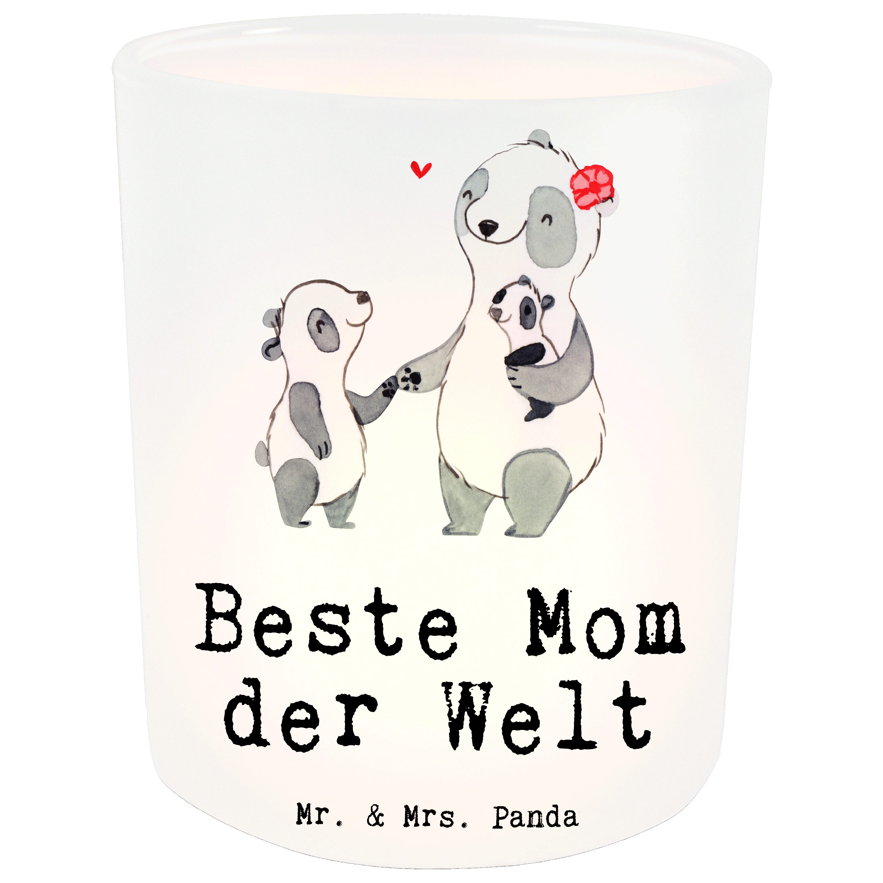 Mr. & Mrs. Panda Windlicht Panda Beste Mom der Welt - Transparent - Geschenk, Mutti, Bedanken, W (1 St)