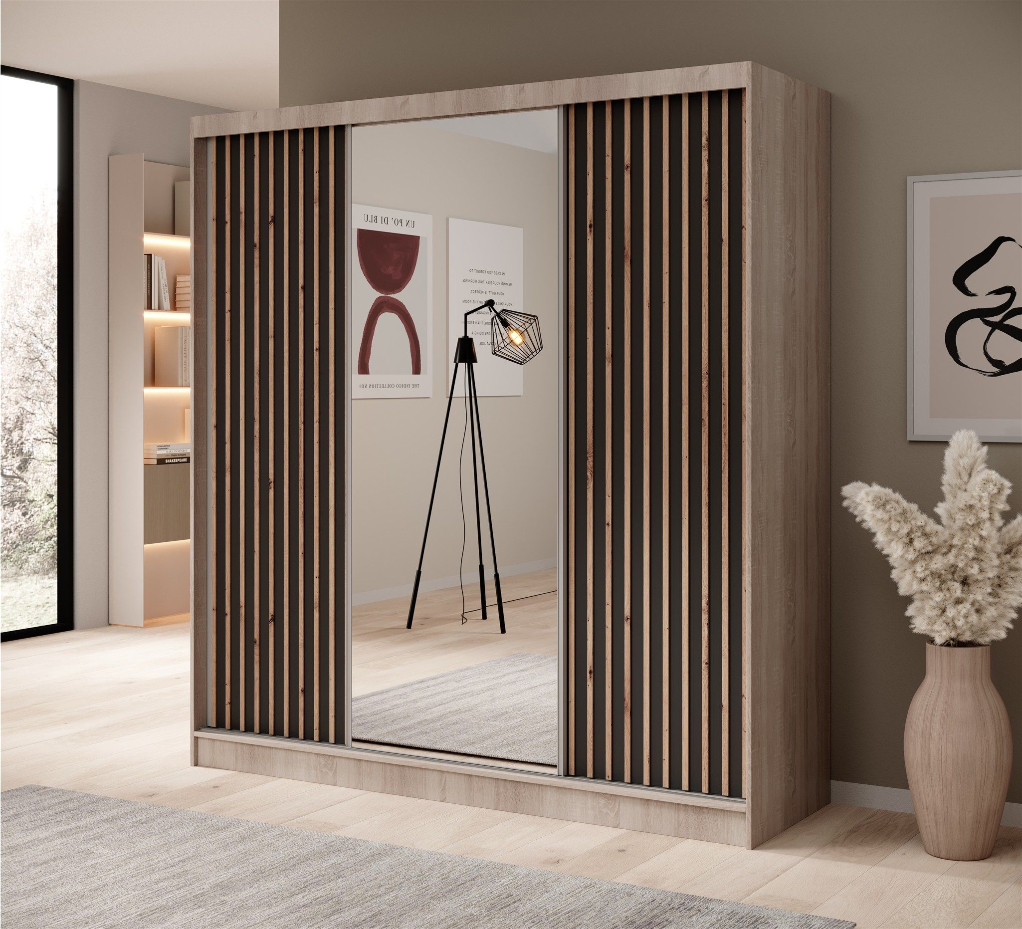 Fun Möbel Schiebetürenschrank Schrank BRITE 200 x 215 x 61 cm
