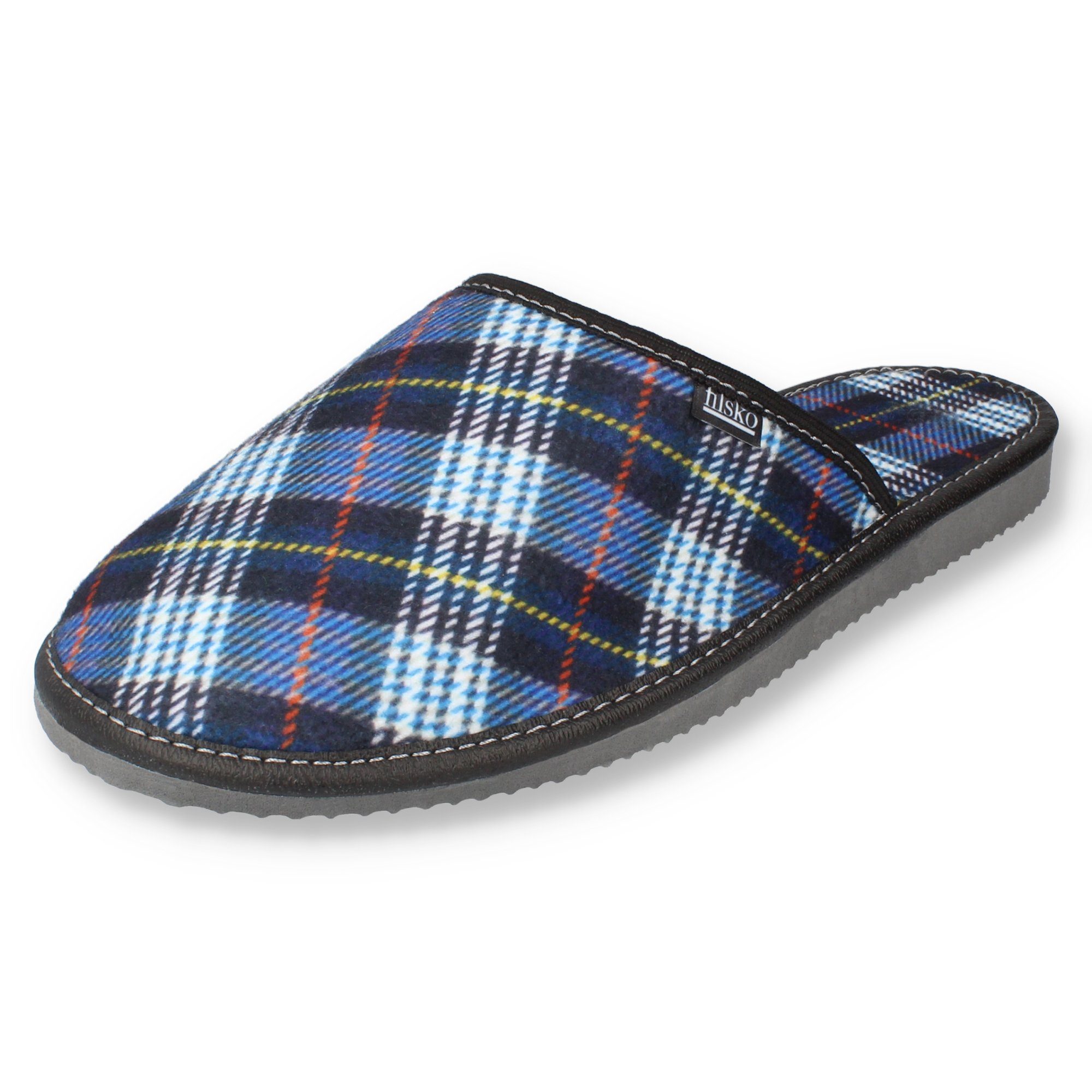 filsko Elegante Pantoffeln für Herren (kariert) Hausschuh