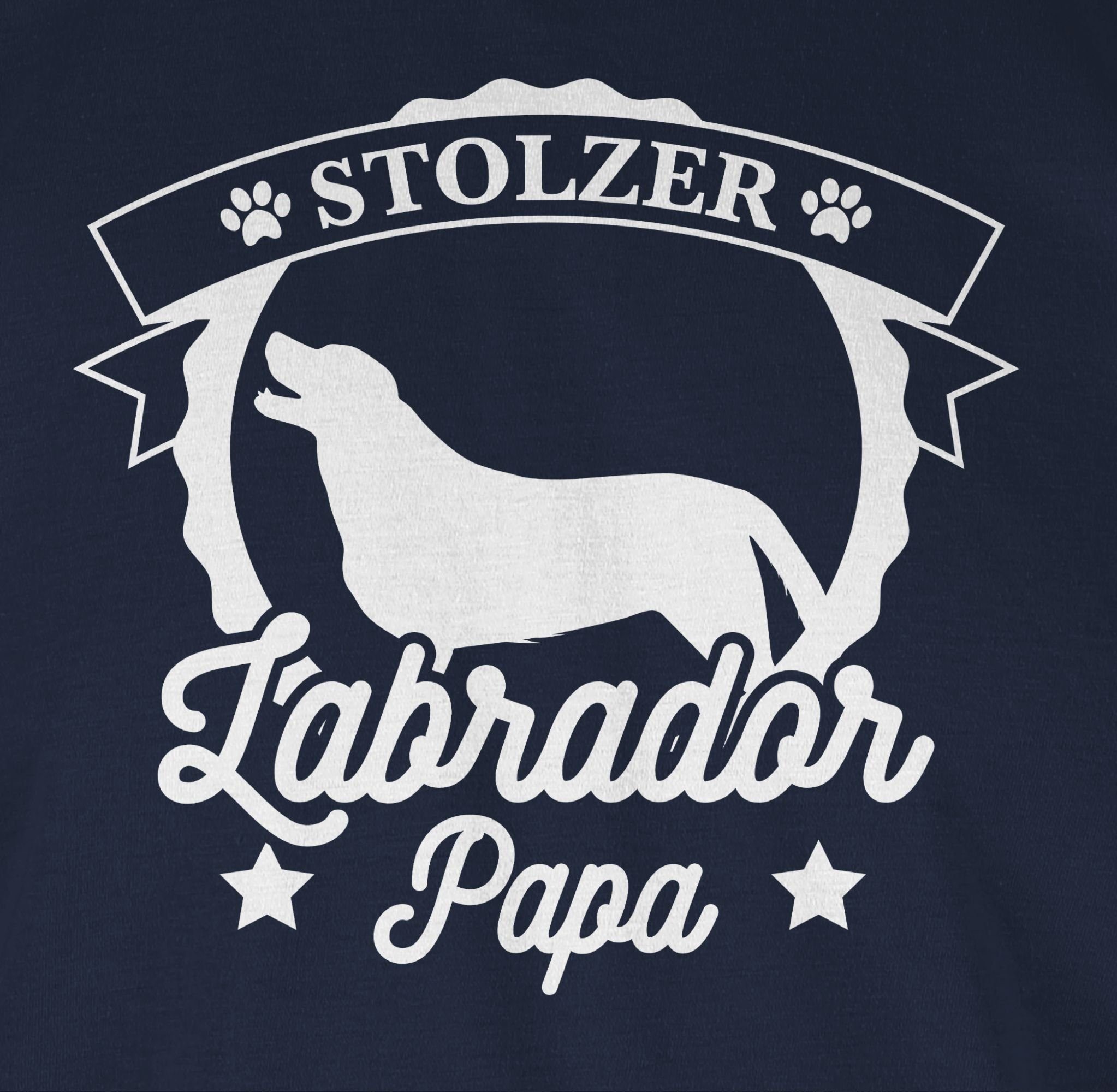 Shirtracer T-Shirt Geschenk Blau Labrador 3 Navy Papa Stolzer Hundebesitzer für