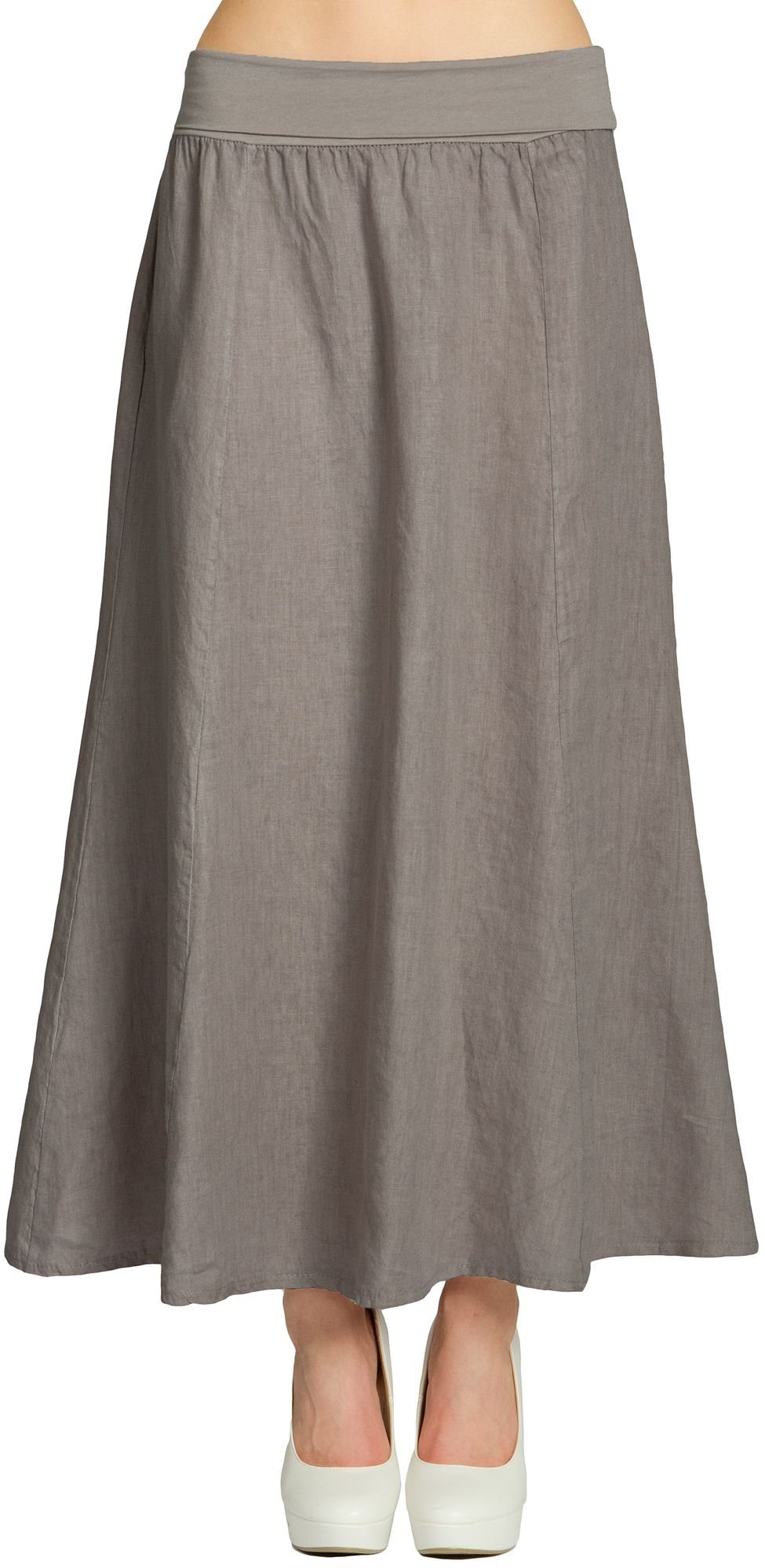 Caspar Faltenrock RO019 Damen langer Maxi Sommer Leinenrock mit figurfreund günstig online kaufen