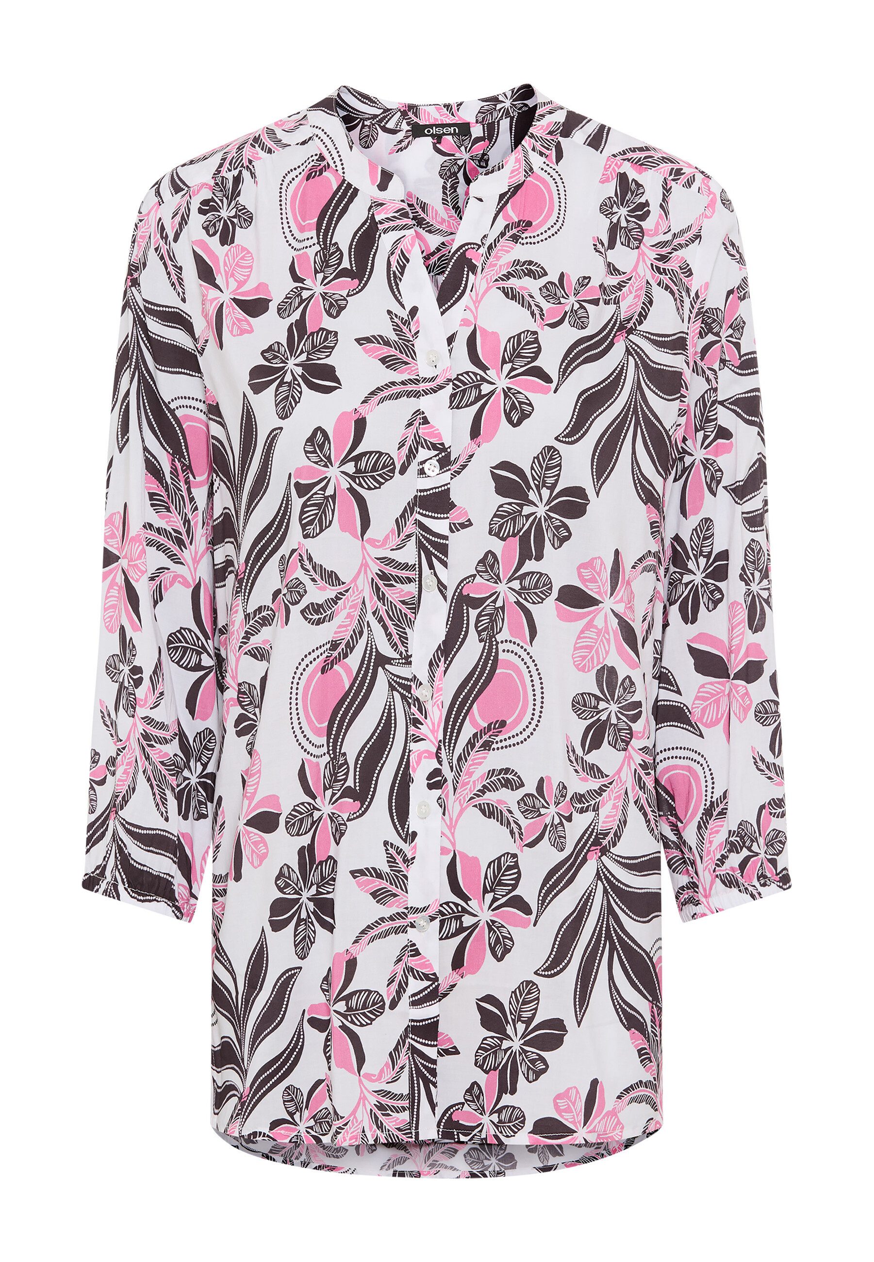 Olsen Tunikashirt Bluse mit Allover-Dessin und Tunikaausschnitt