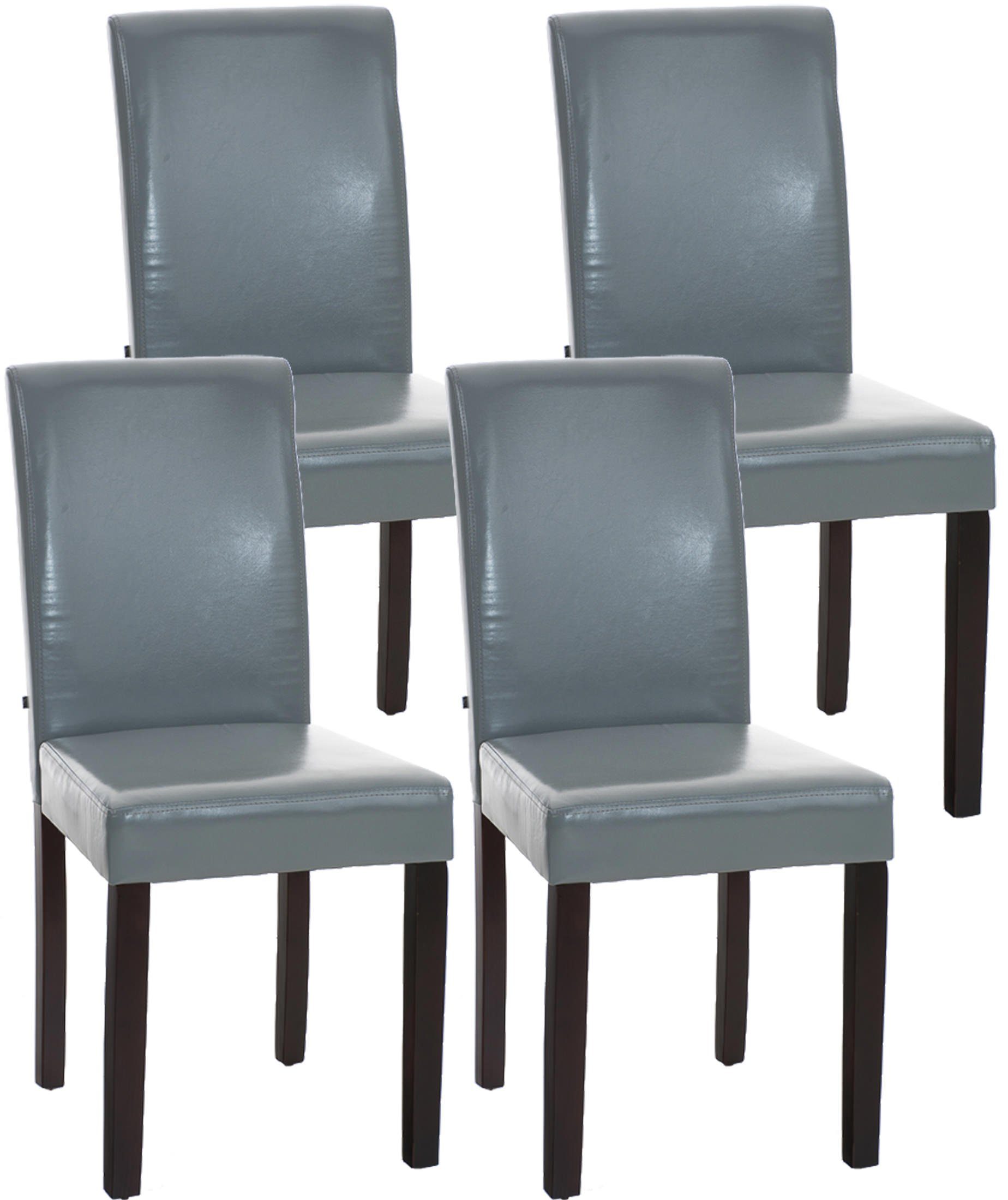 TPFLiving Esszimmerstuhl Ines mit hochwertig gepolsterter Sitzfläche - Konferenzstuhl (Küchenstuhl - Esstischstuhl - Wohnzimmerstuhl, 4 St), Gestell: Holz dunkelbraun - Sitzfläche: Kunstleder grau
