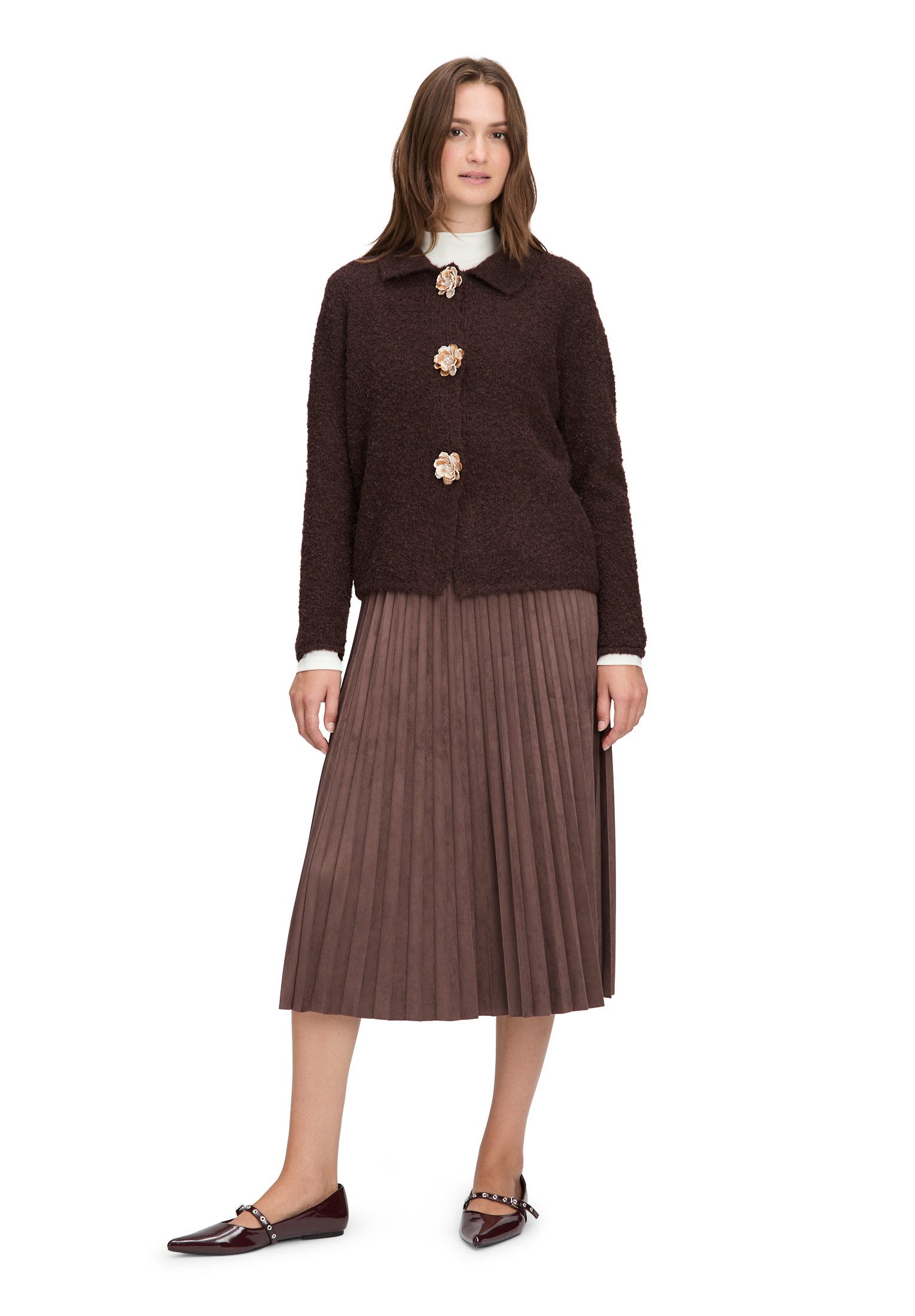 Cartoon Strickjacke Damen mit Kragen (1-tlg)