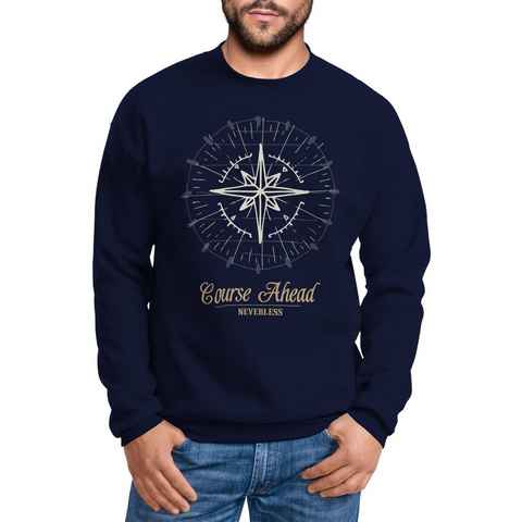 Neverless Sweatshirt Herren Sweatshirt Pullover Kompass Windrose Navigator Segeln Rundhalspullover Neverless®