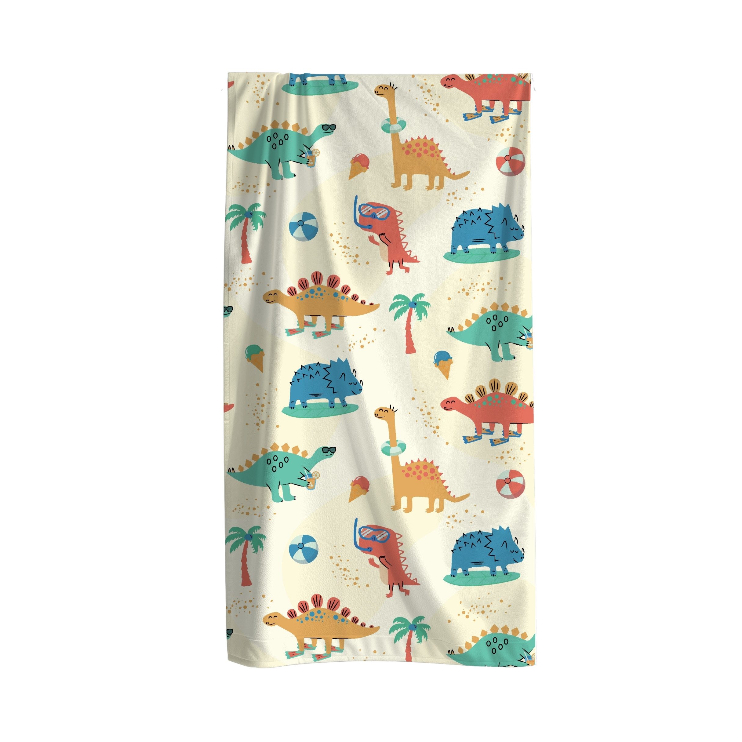 MTOnlinehandel Strandtuch Kinder • 70x140 cm • Schnelltrocknend, Baumwolle & Mikrofaser Mix (1-St), Badetuch • Weich & Saugfähig • Strand • Meer • Dino