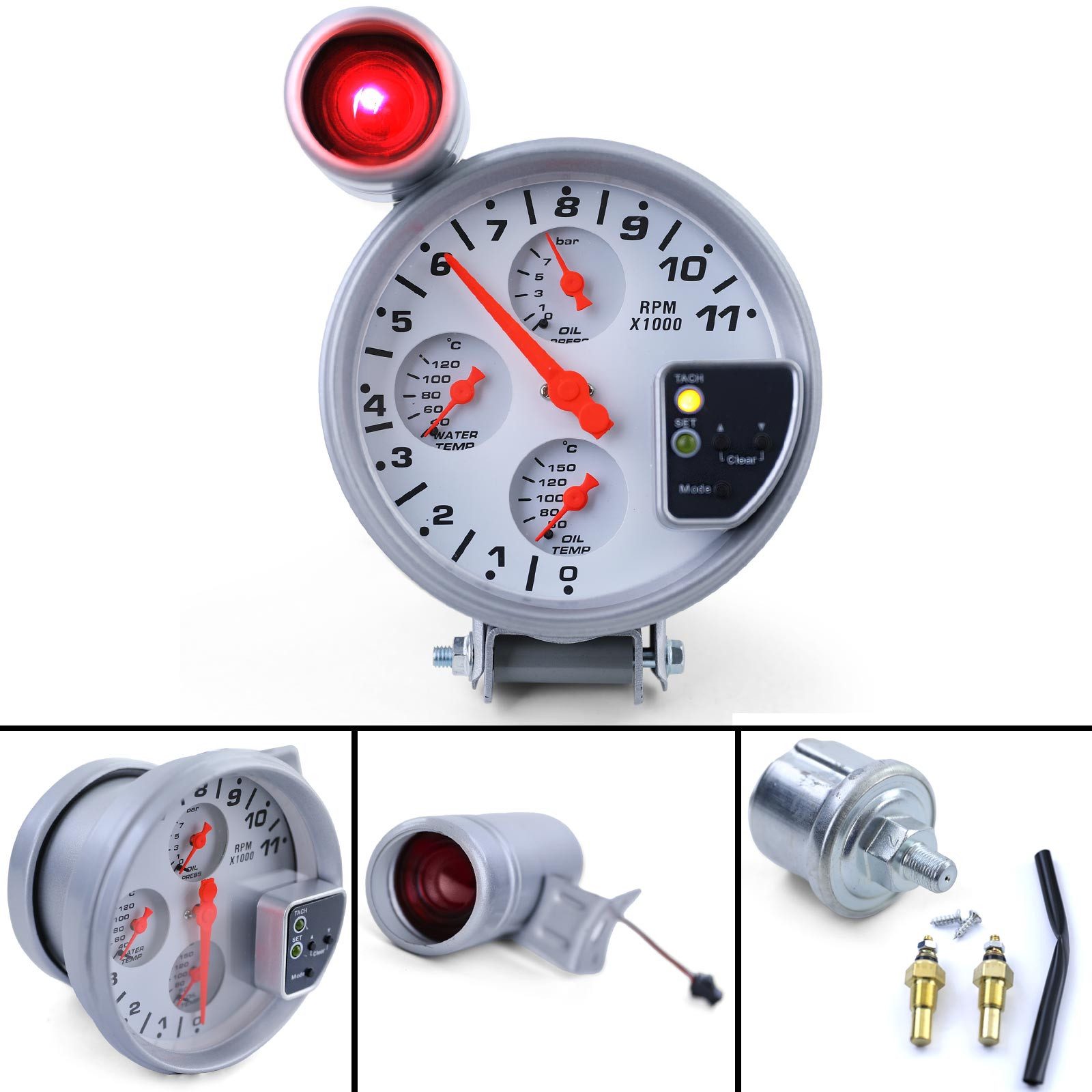 Tenzo-R Drehzahlanzeige + Öldruck + Wasser Öltemperatur Shift Light 5 Zoll