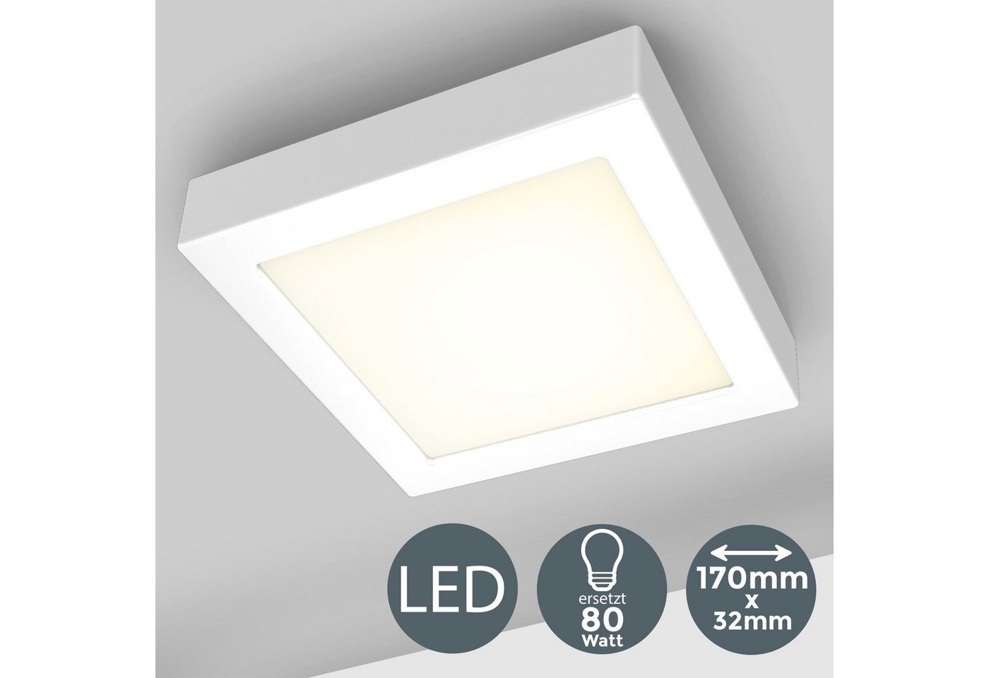 B.K.Licht LED Aufbaustrahler, LED Unterbauleuchte inkl. 12W 900lm 3.000K Aufputz Strahler Eckig weiß-HomeTrends
