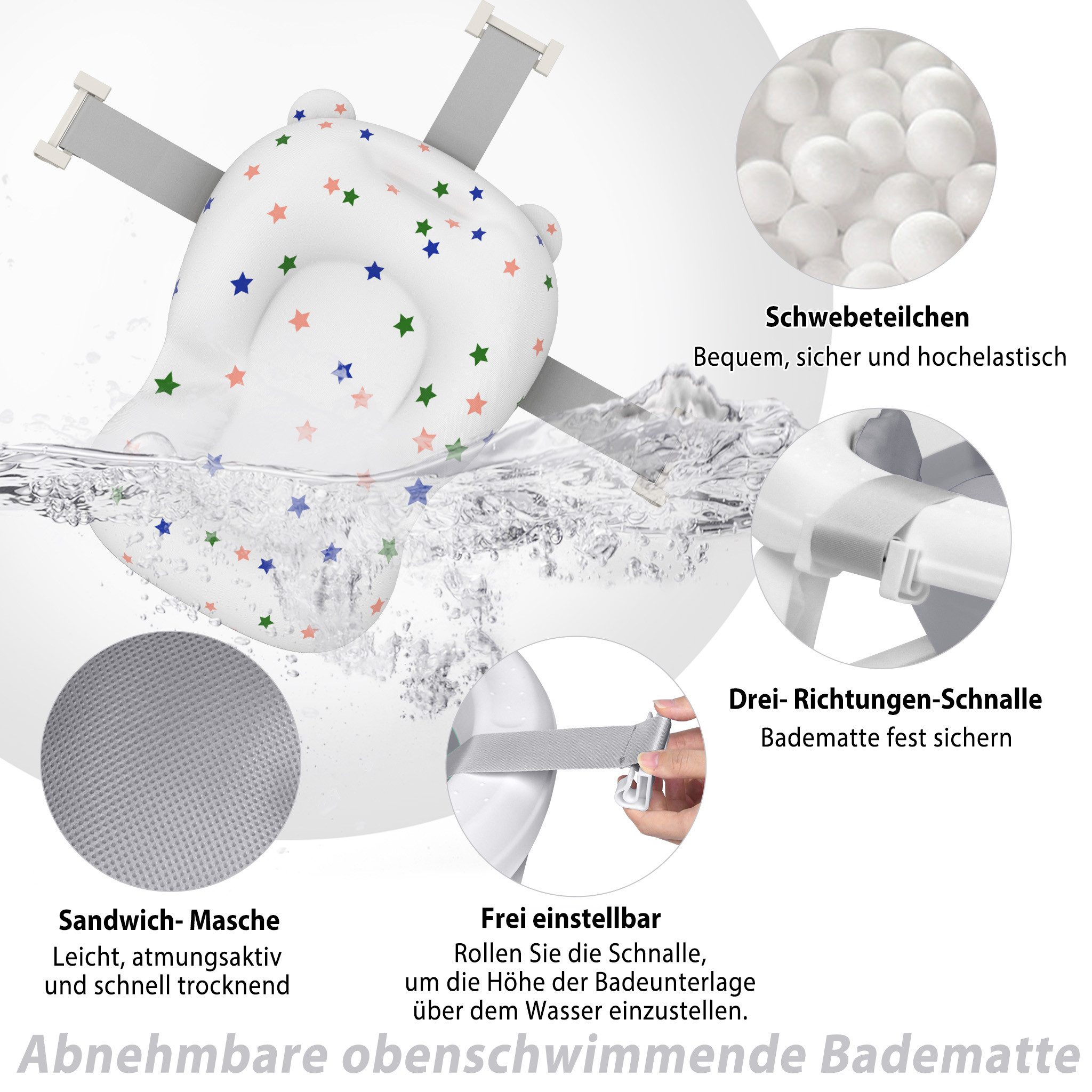 FIVMEN Babybadewanne Faltbare Babybadewanne Mit Badekissen Und Integriertem Thermometer, (Set)