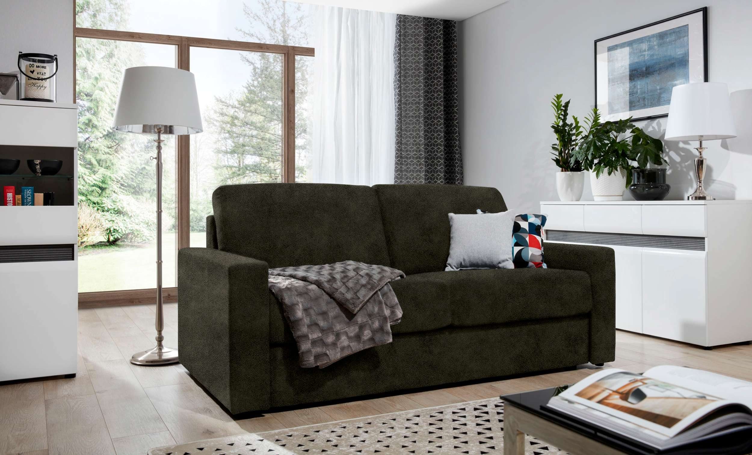 Stylefy 3-Sitzer Frieda, Sofa, 2-Sitzer, mit Bettfunktion, frei im Raum stellbar, Schaumstoff T18 und T28, Modern Design