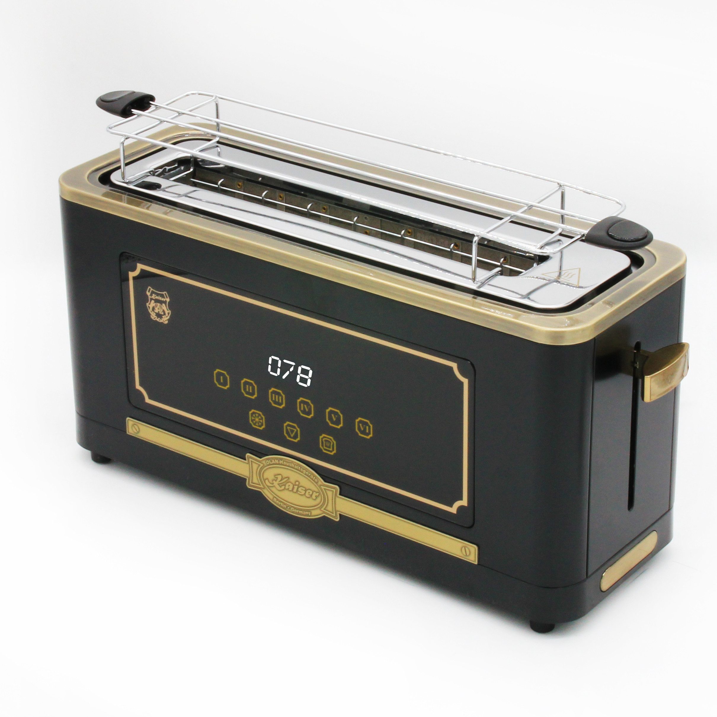 GURARI Elektro-Standherd GCH E 912 BL+T 4000 Em, mit 1-fach-Teleskopauszug, Elektro Standherd 90 cm/ Schwarz/ Range Coocker +Retro-Toaster