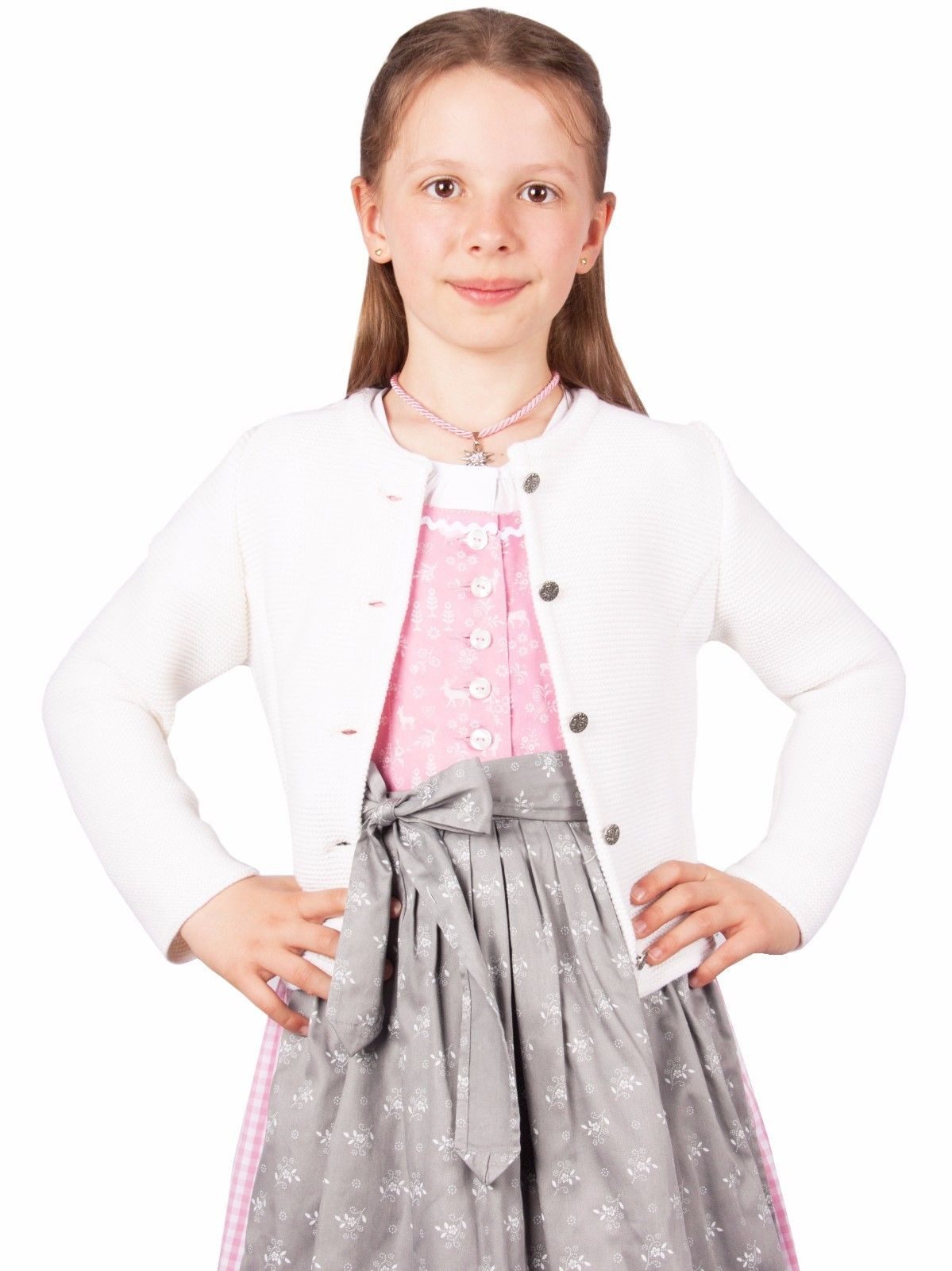 Isar-Trachten Trachtenjacke Kinderstrickjacke wollweiß