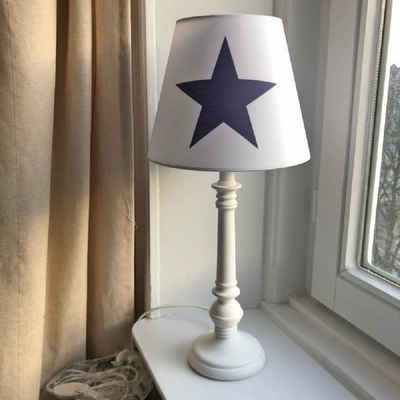 AURUM Tischleuchte Tischlampe weiss mit Stern blau, Höhe 44,5cm, ohne Leuchtmittel