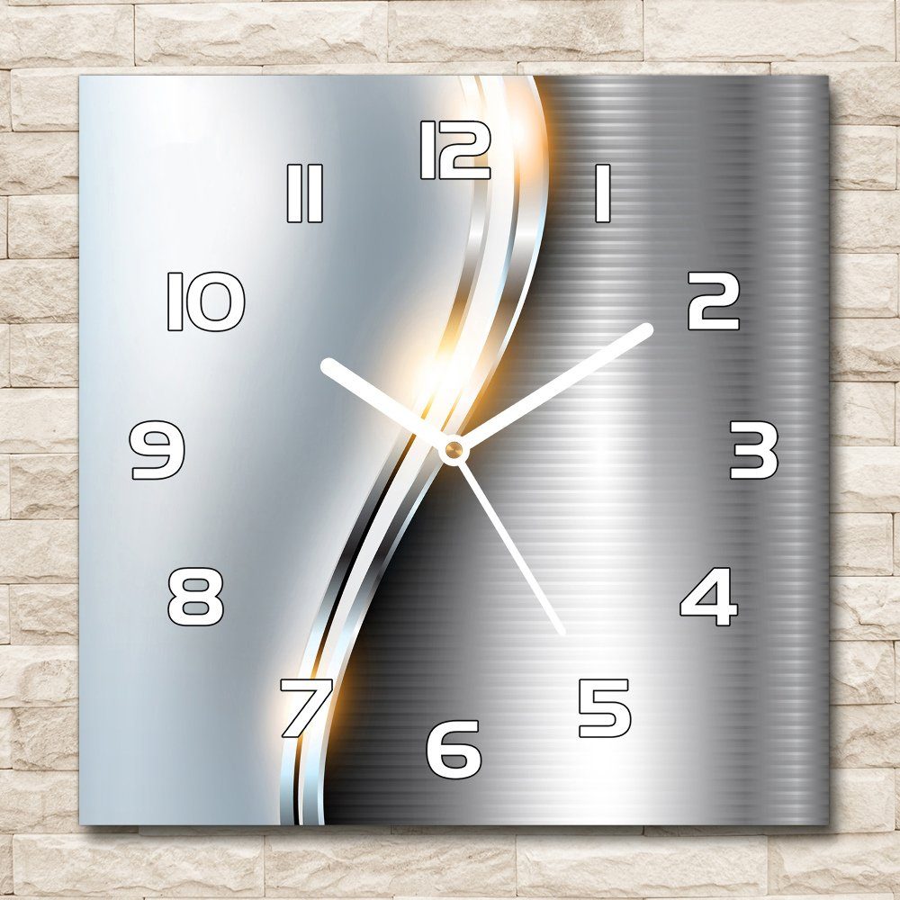 Tulup Wanduhr Metallabstraktion Küche Salon Uhr 30 cm x 30 cm Glasuhr (Analog, Stille Uhr)