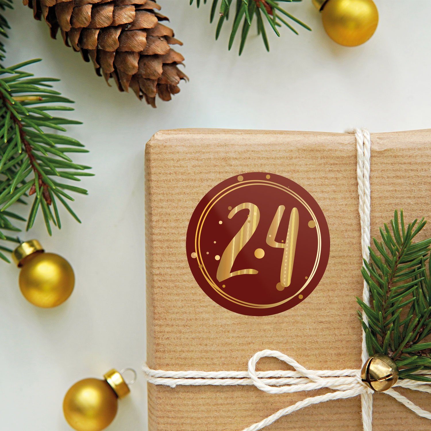 GRAVURZEILE Adventskalender Adventskalender Zahlenaufkleber zum Basteln (mit 24 farbigen Zahlen), für Weihnachten zum Selbstgestalten
