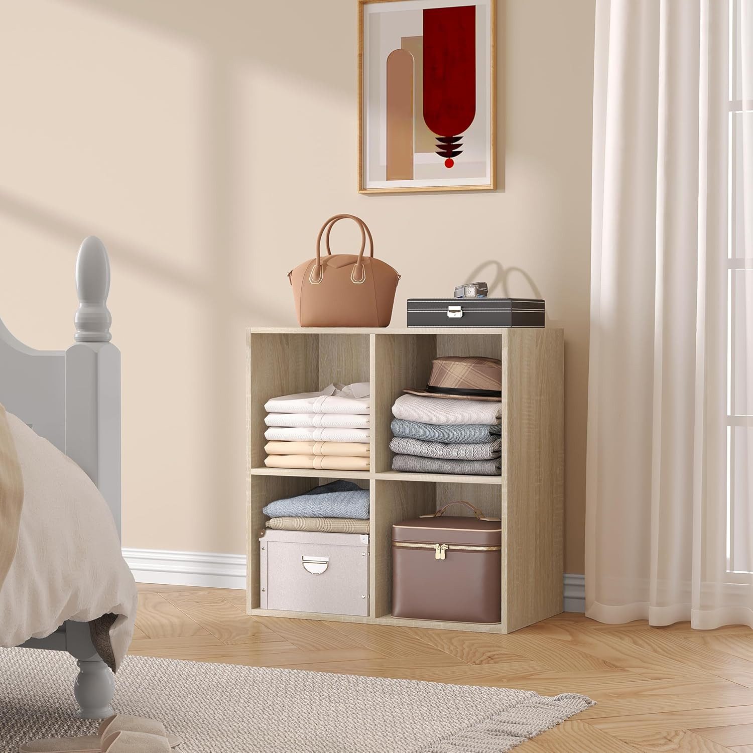 Woltu Bücherregal, 1-tlg., Würfelregal 4 Fächer aus MDF 60x30x60cm Eiche günstig online kaufen