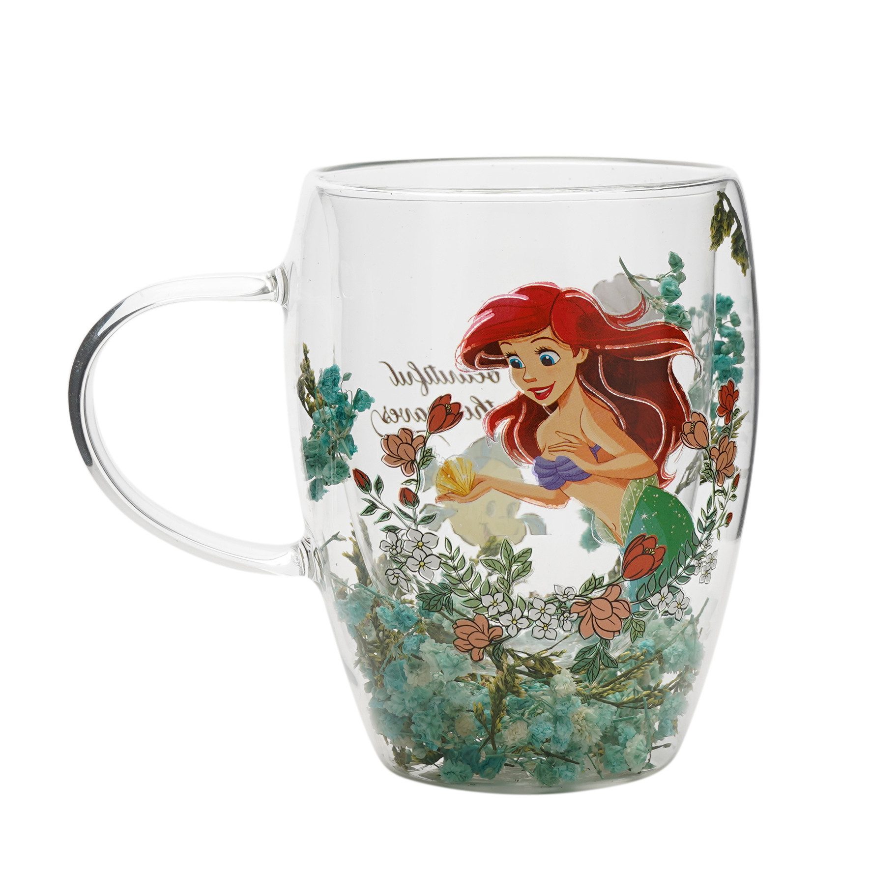 Tasse Prinzessinnen Blumendesign - Arielle - Teeglas