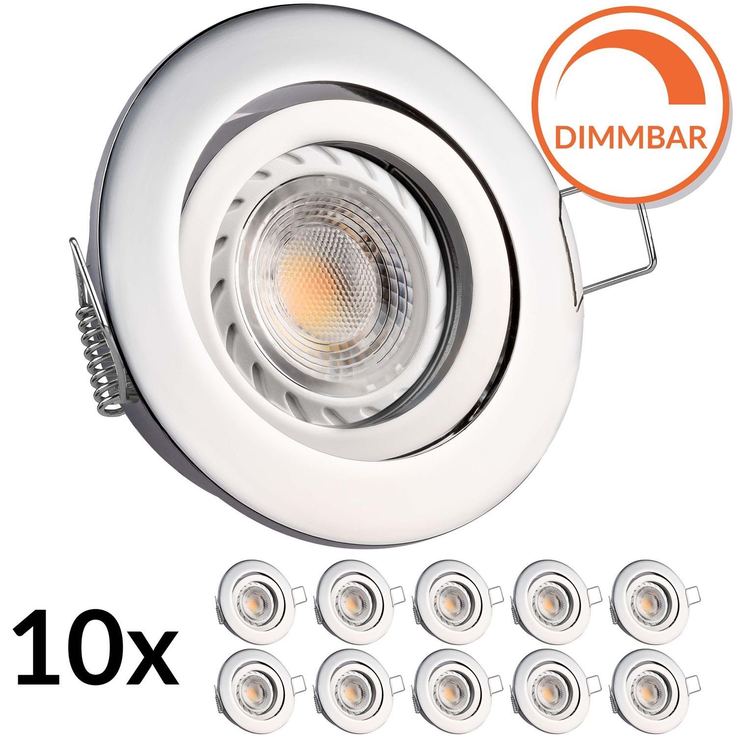- in LEDANDO LED LED mit 5,5W chrom von Einbaustrahler d Einbaustrahler LED 10er Set GU10 LEDANDO