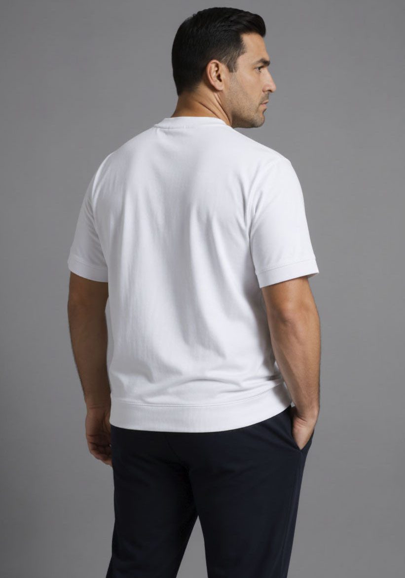 Man's World Plus Rundhalsshirt auch in Grosse Größen bis Gr. 7XL Bauch-Fit mit breitem Saumbündchen (2er-Pack) Regular Fit, Kurzarm, unifarben, auch in großen G – Bild 4 von 5