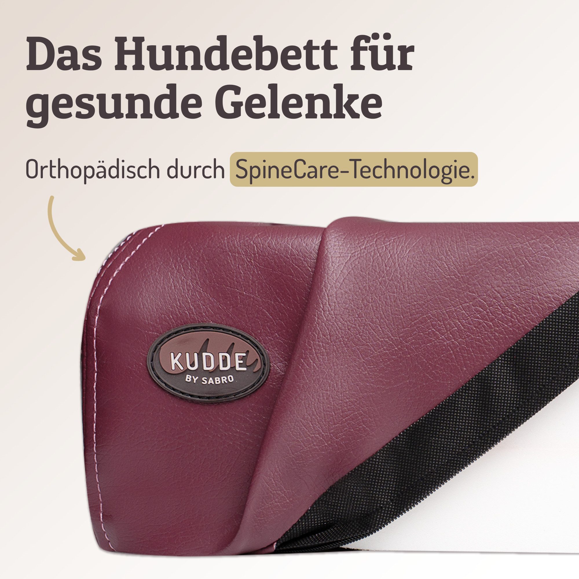 SABRO Hundekorb KUDDE Orthopädisch - Waschbar & Wasserabweisend - Ergonomisch aus, Kunstleder, Premium Hundebett mit wechselbarem Bezug für jede Hundegröße