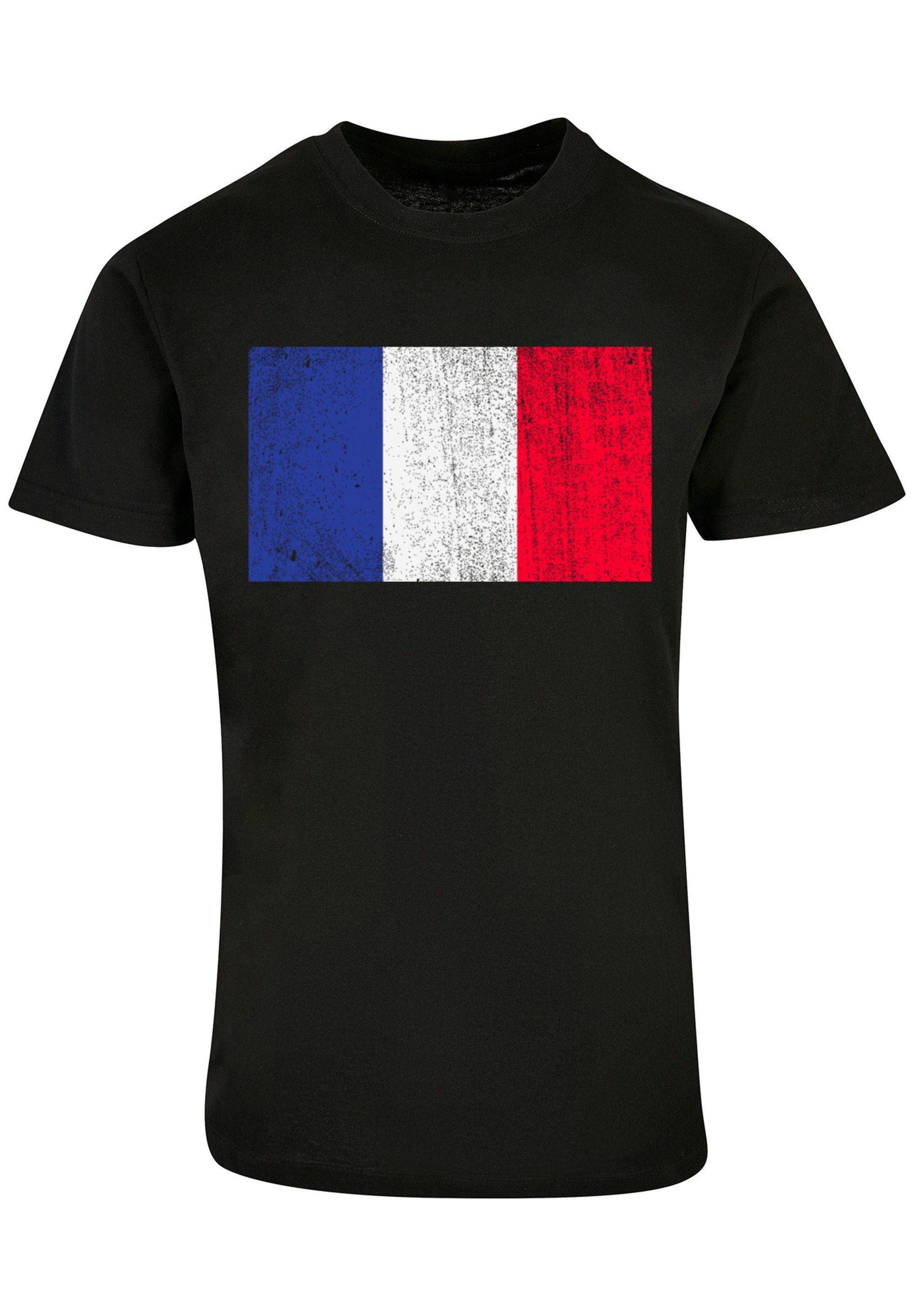 schwarz France Print F4NT4STIC T-Shirt Frankreich Flagge distressed